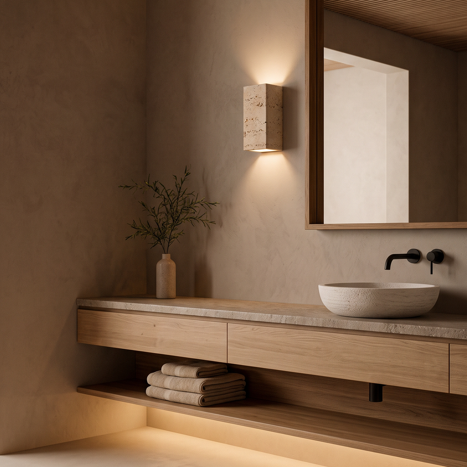 tor travertine wall light