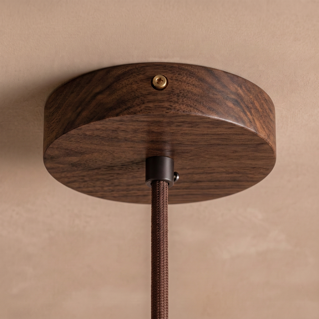 travertine & walnut pendant light