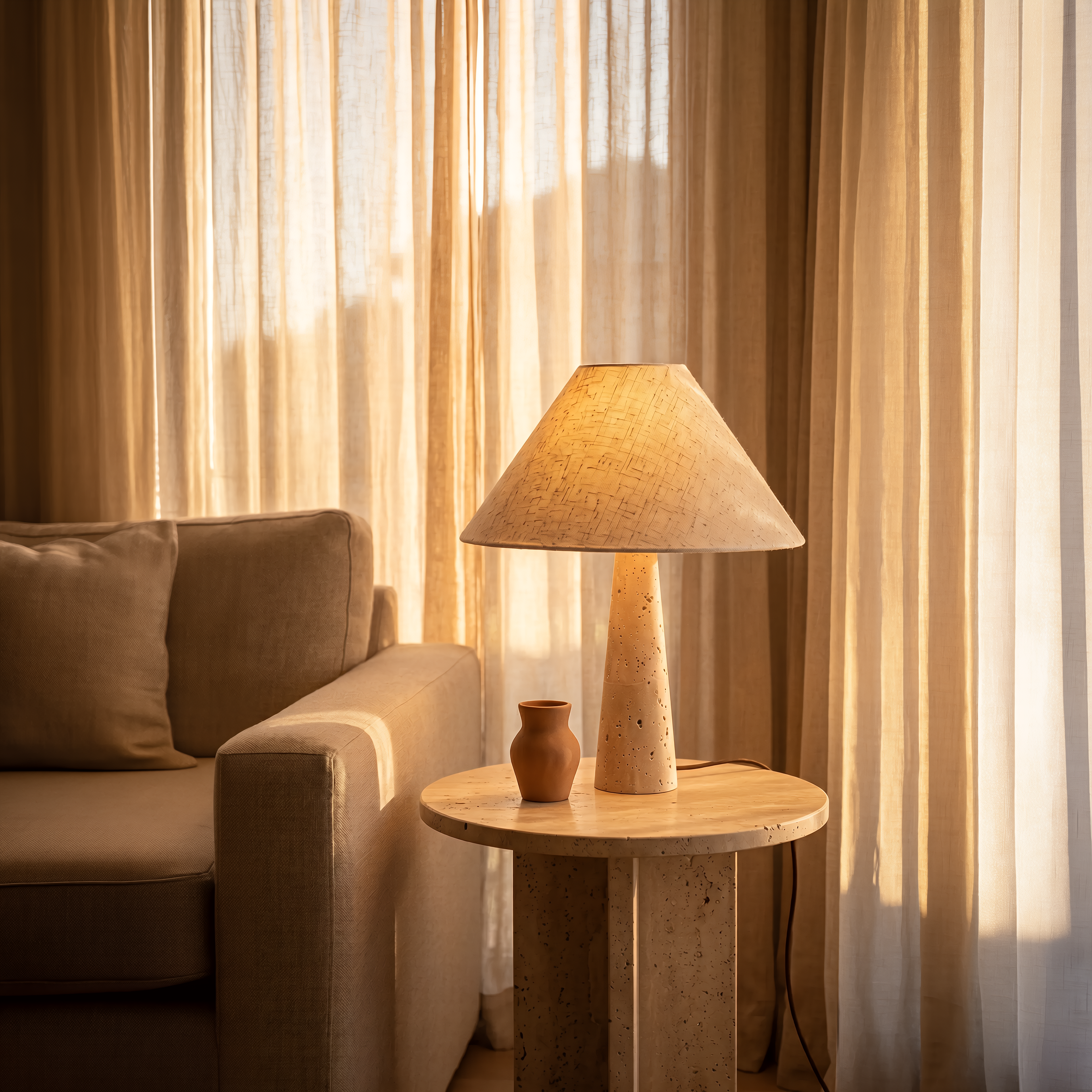 fell travertine lamp