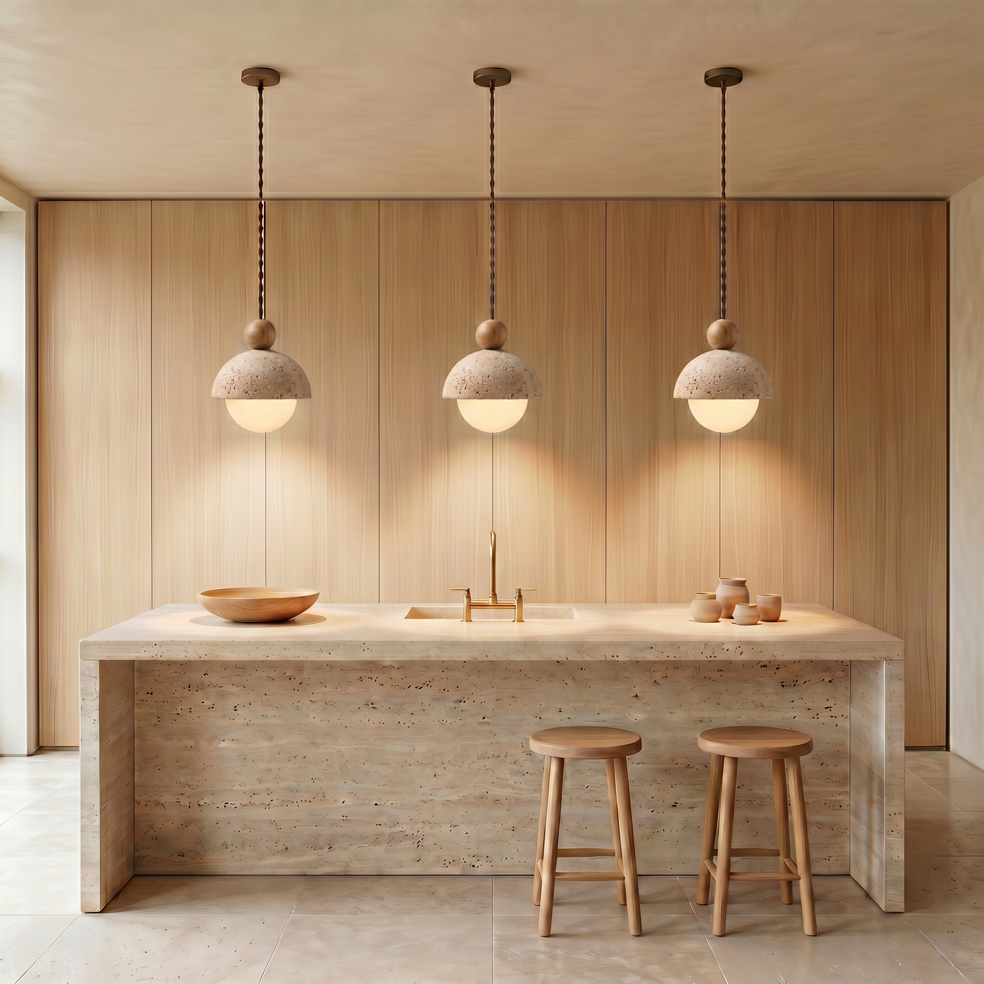 kura travertine pendant light