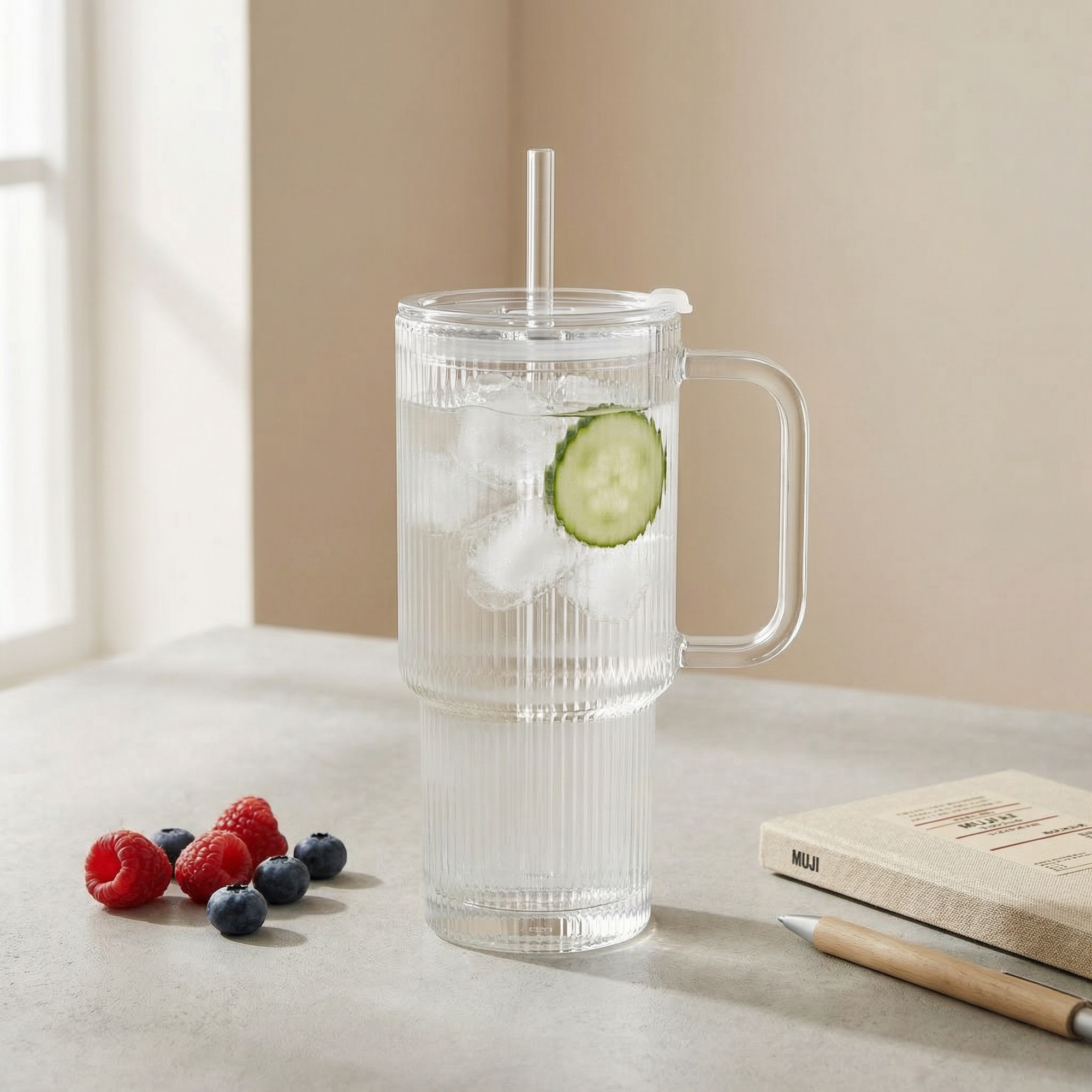 striped glass tumbler