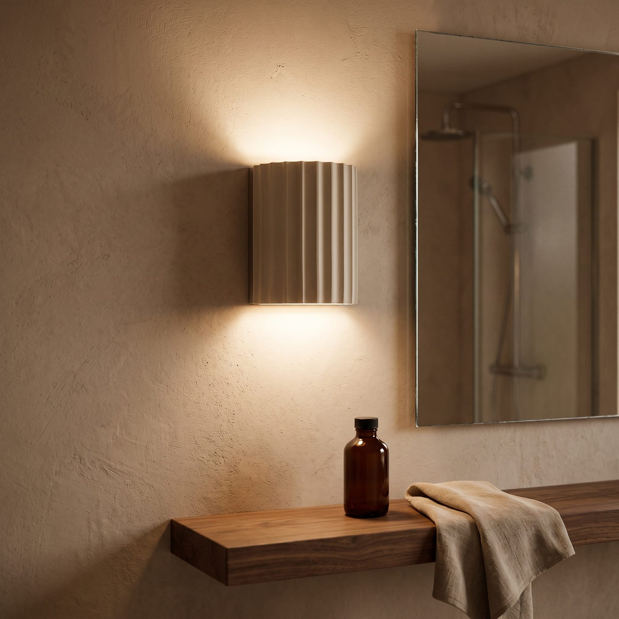 glen wall light in white, bathroom lifestyle