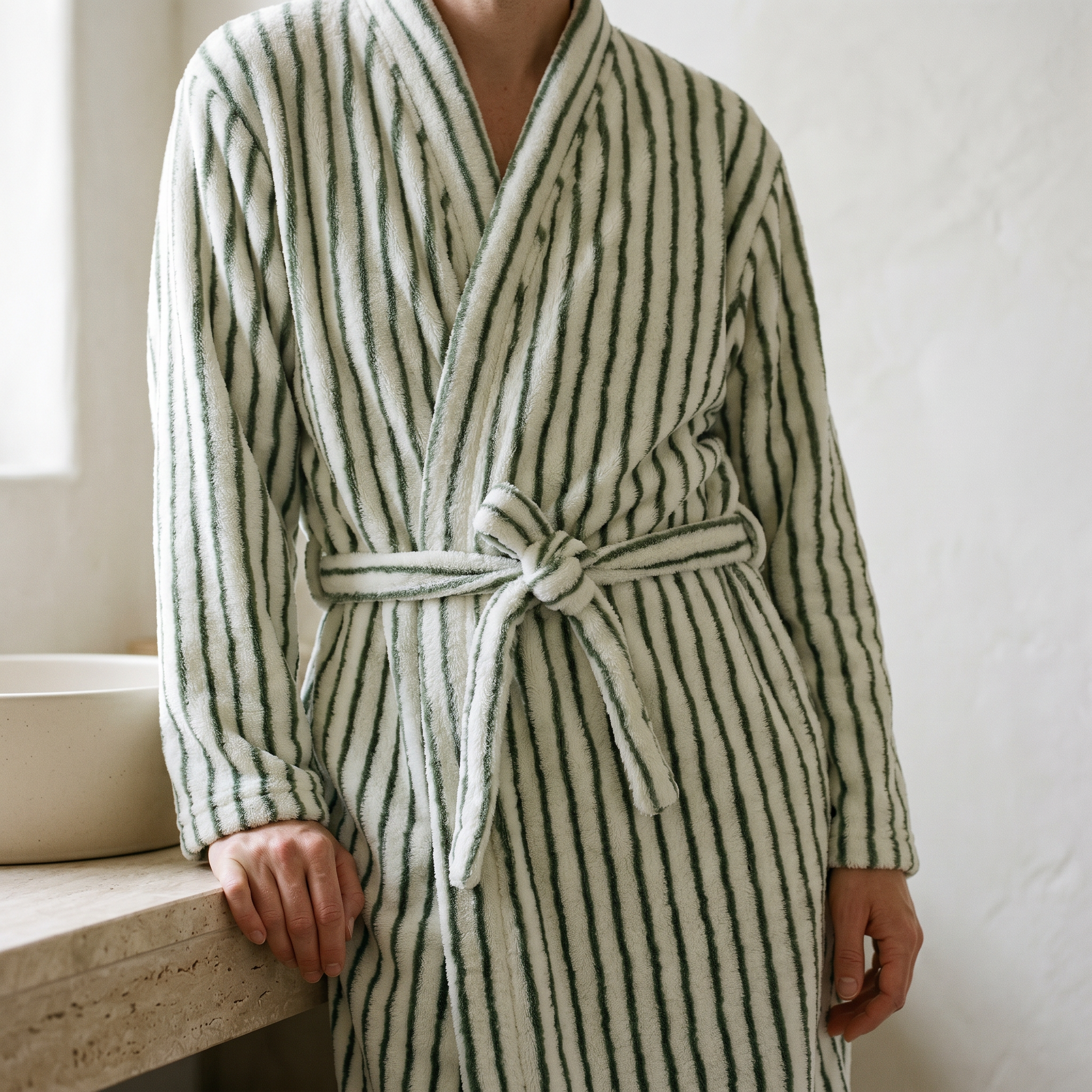 moss stripe dressing gown