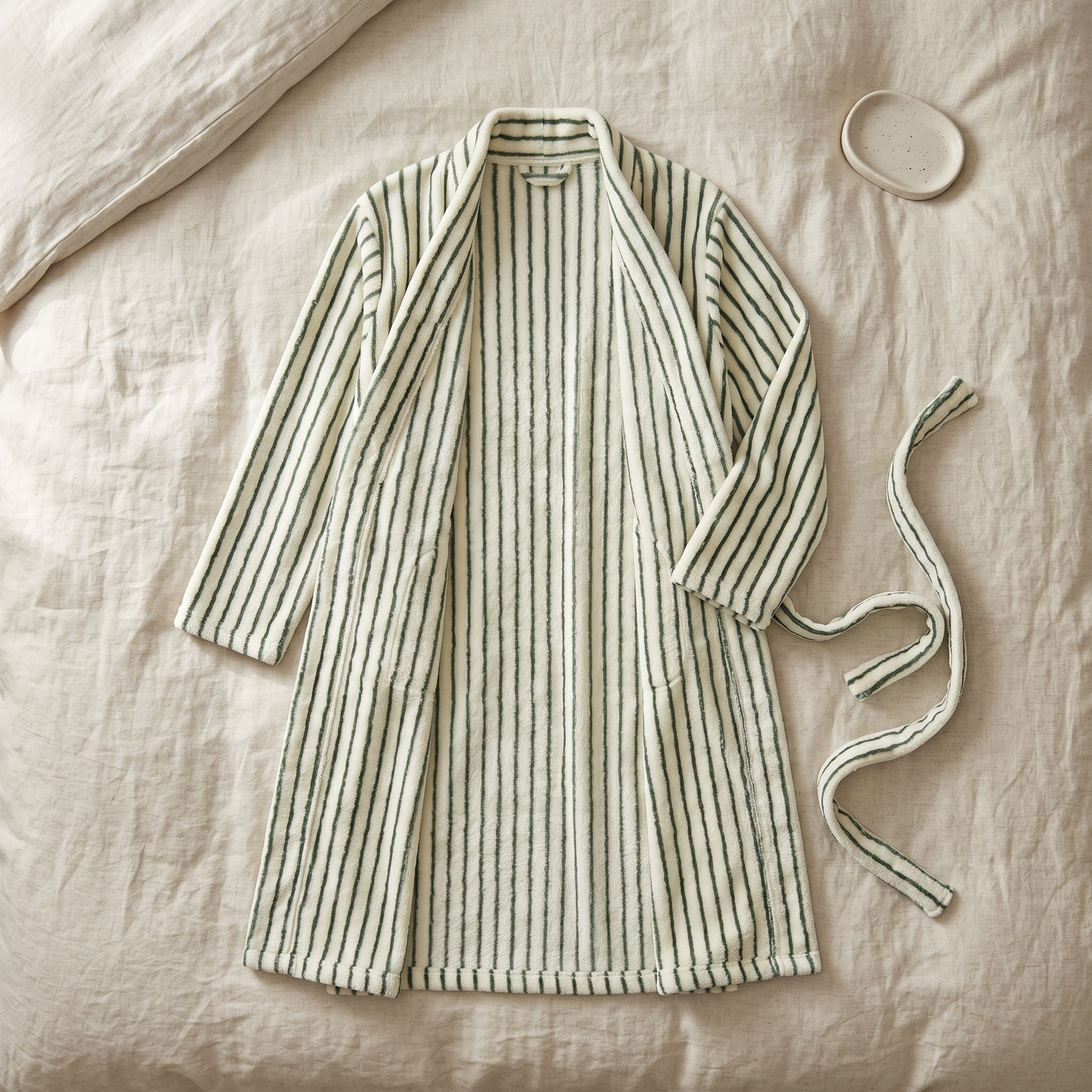 moss stripe dressing gown