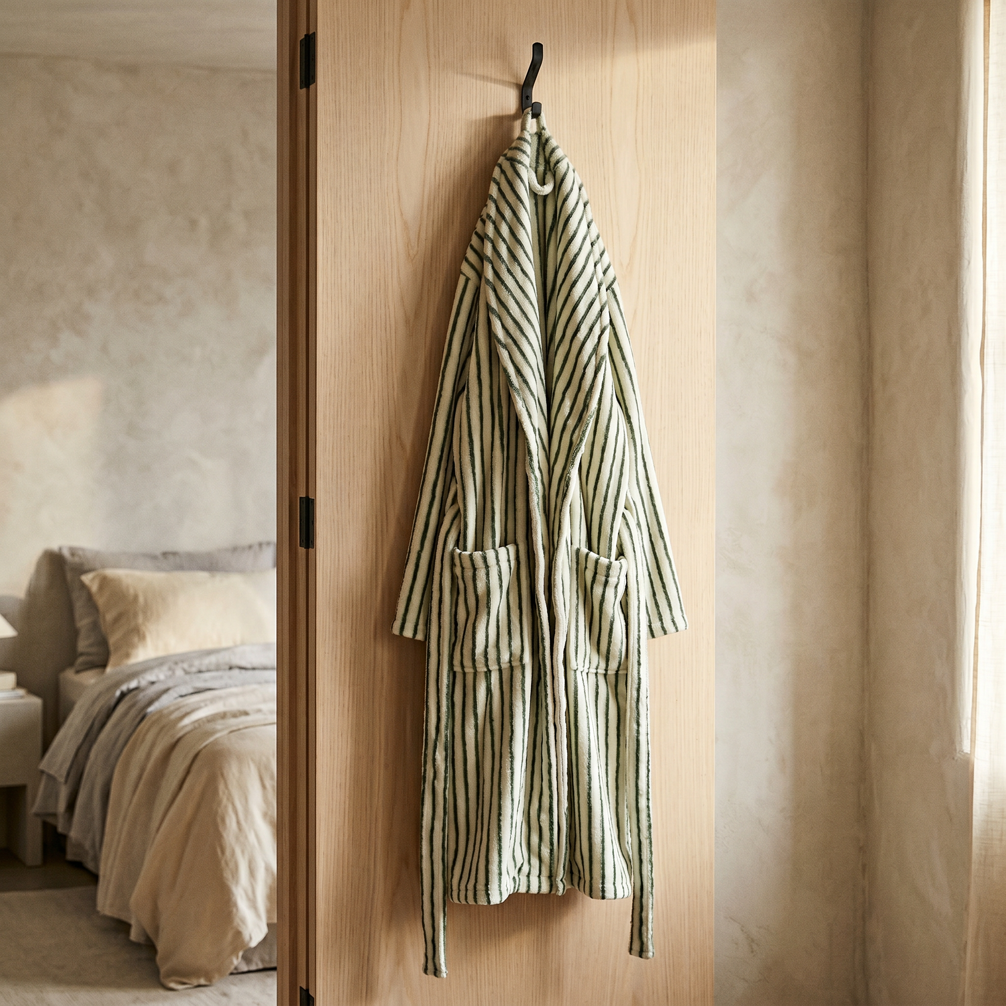 moss stripe dressing gown