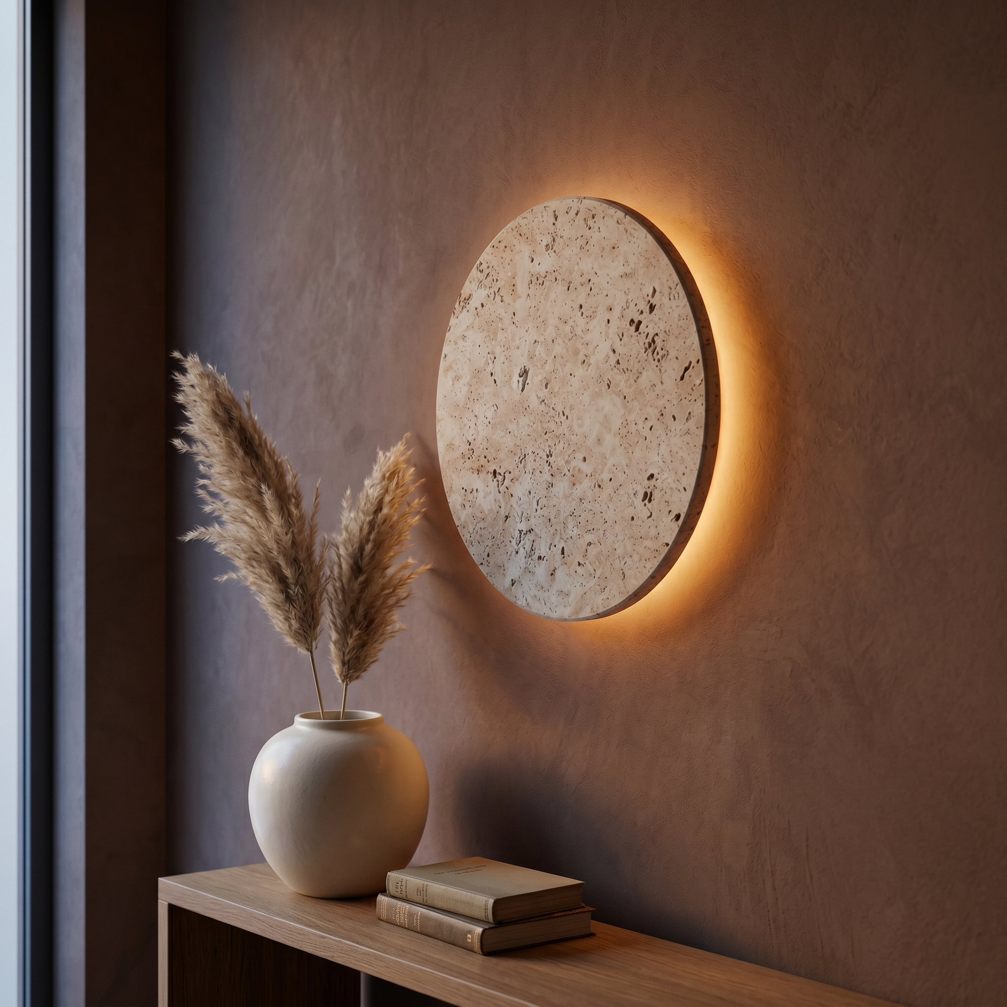 sol travertine wall light