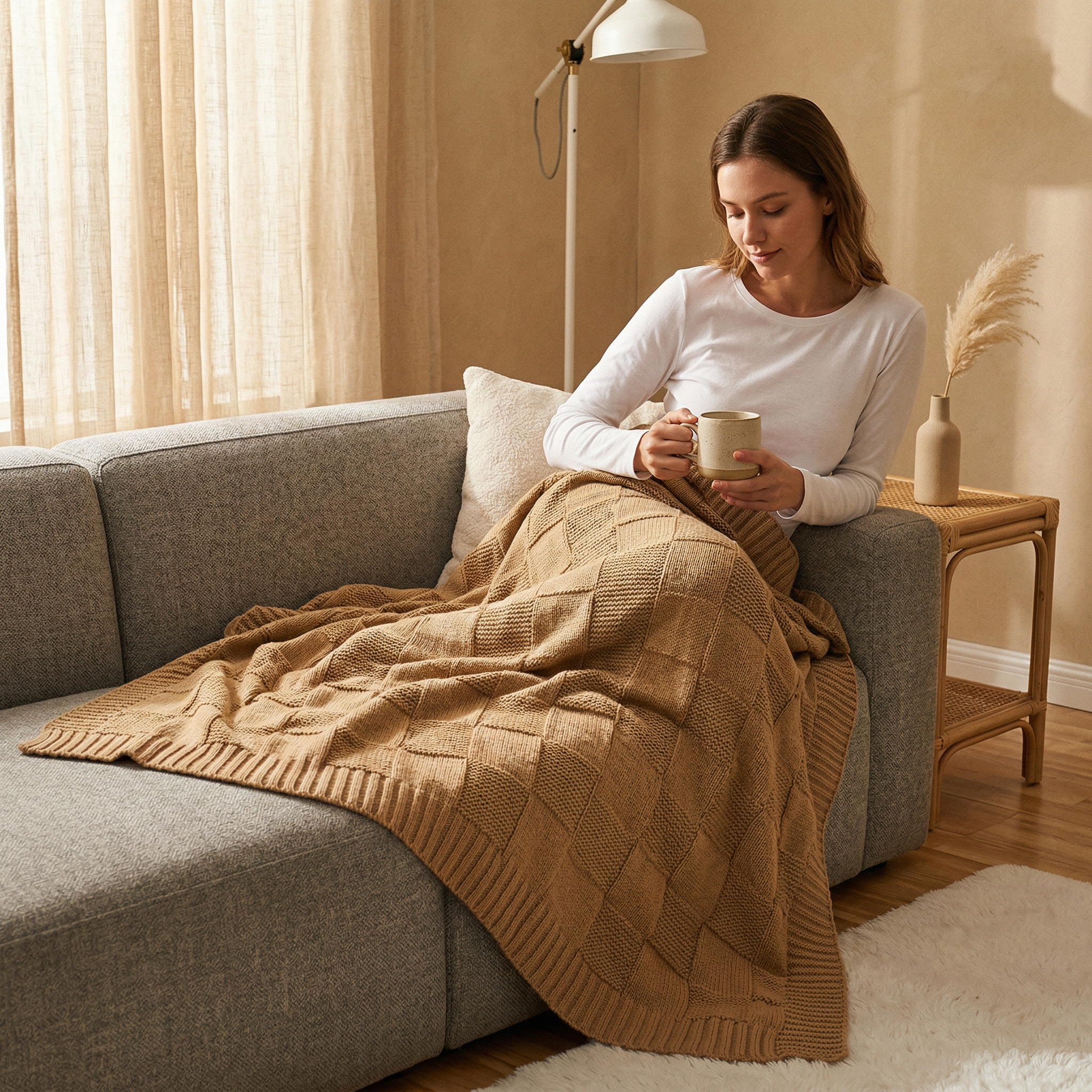 cotton knitted throw