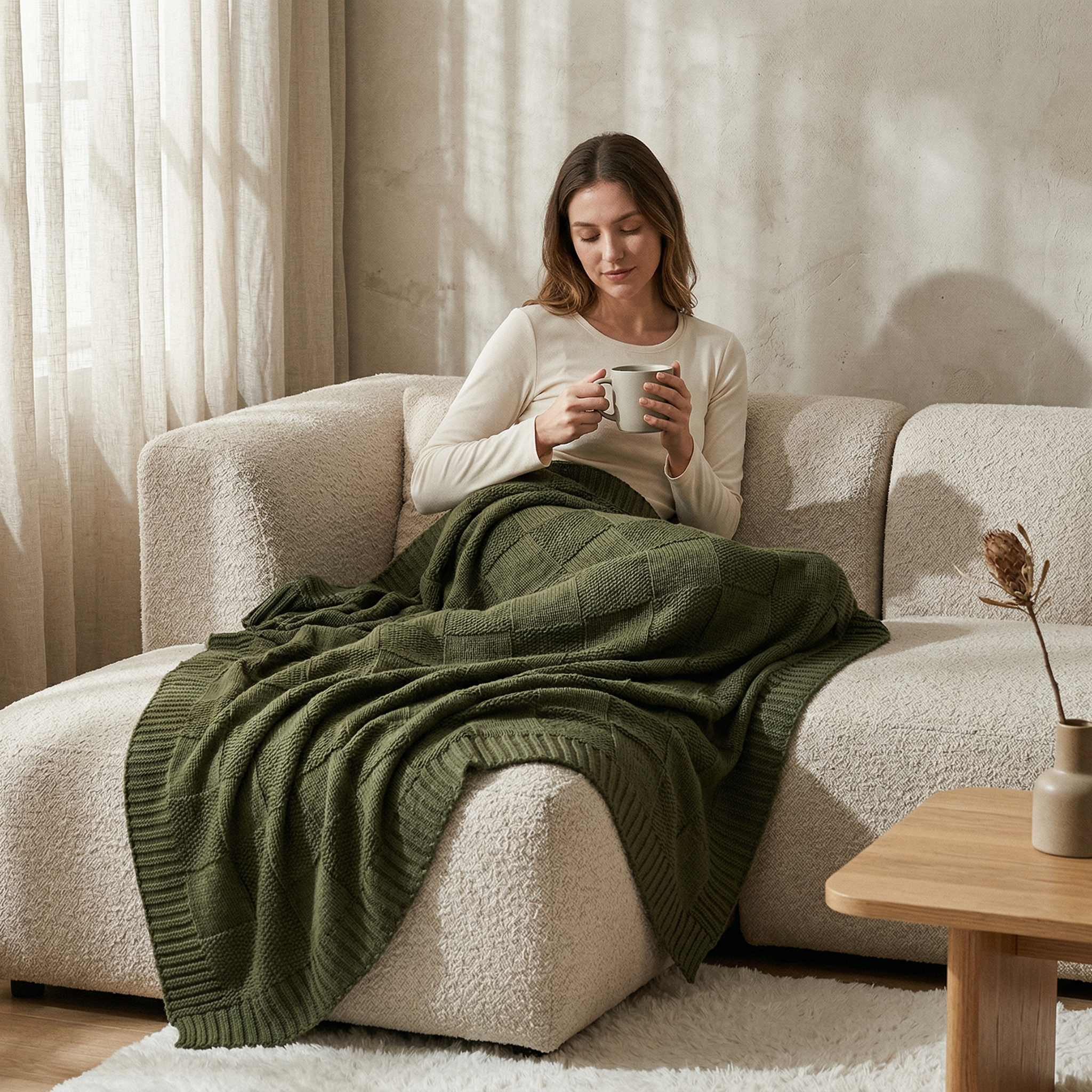 cotton knitted throw