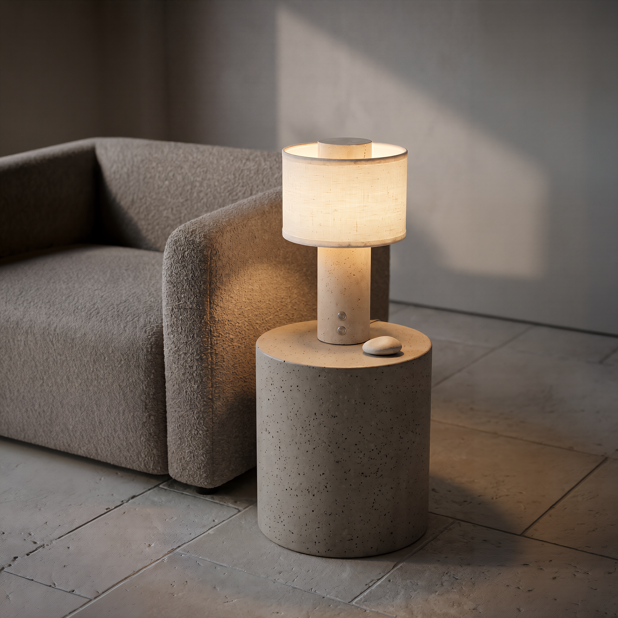 obi travertine lamp