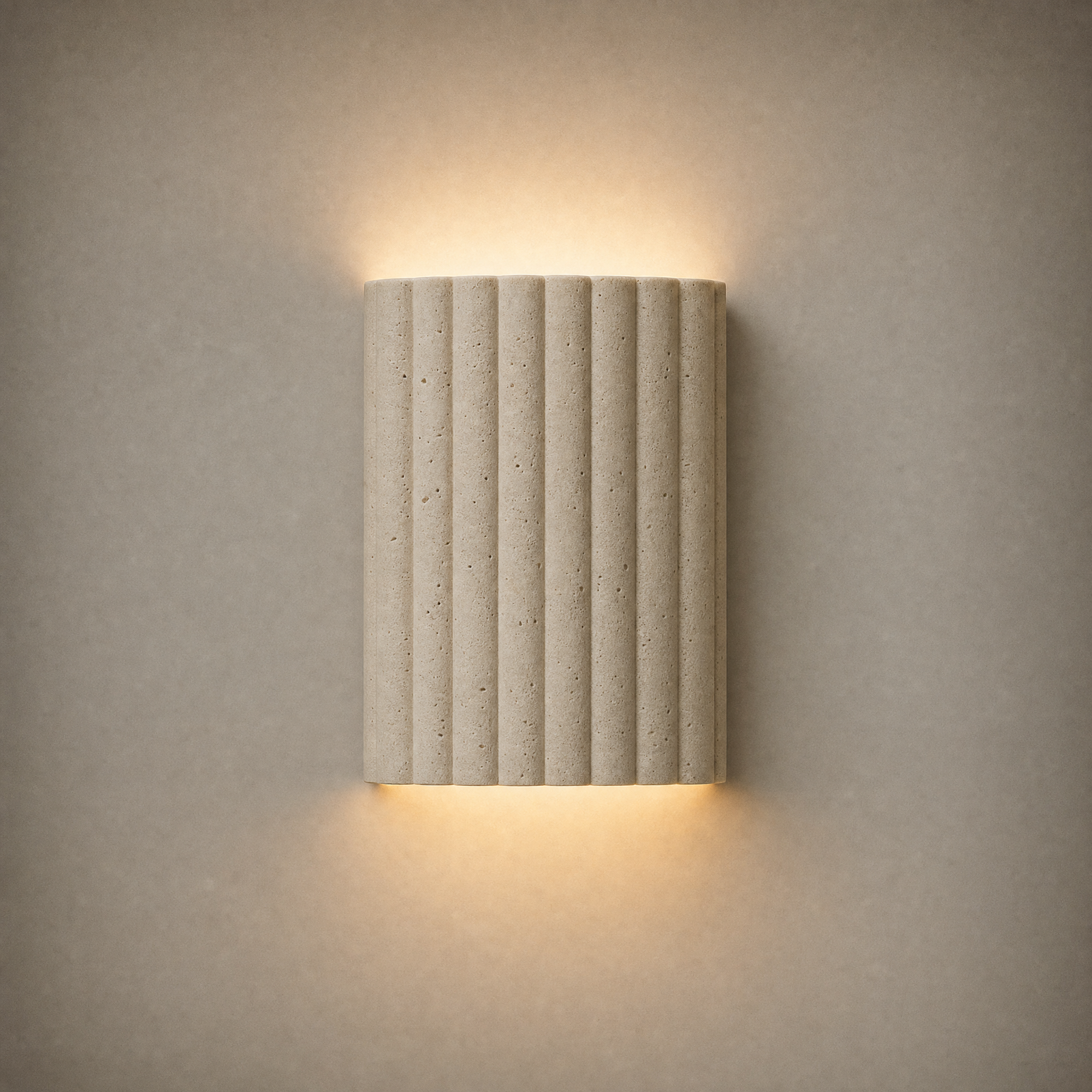 holt wall light, fluted travertine, studio