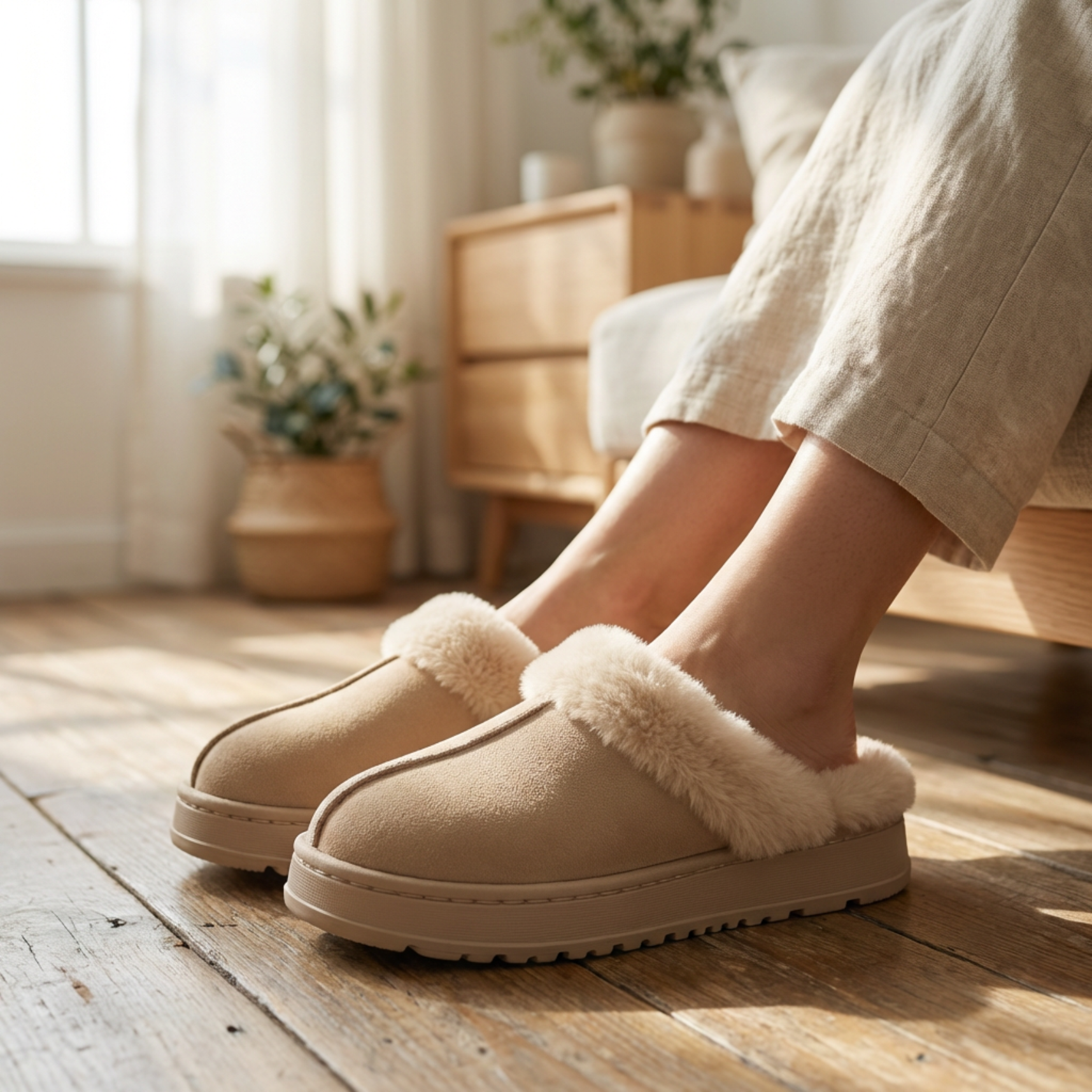 plush indoor slippers