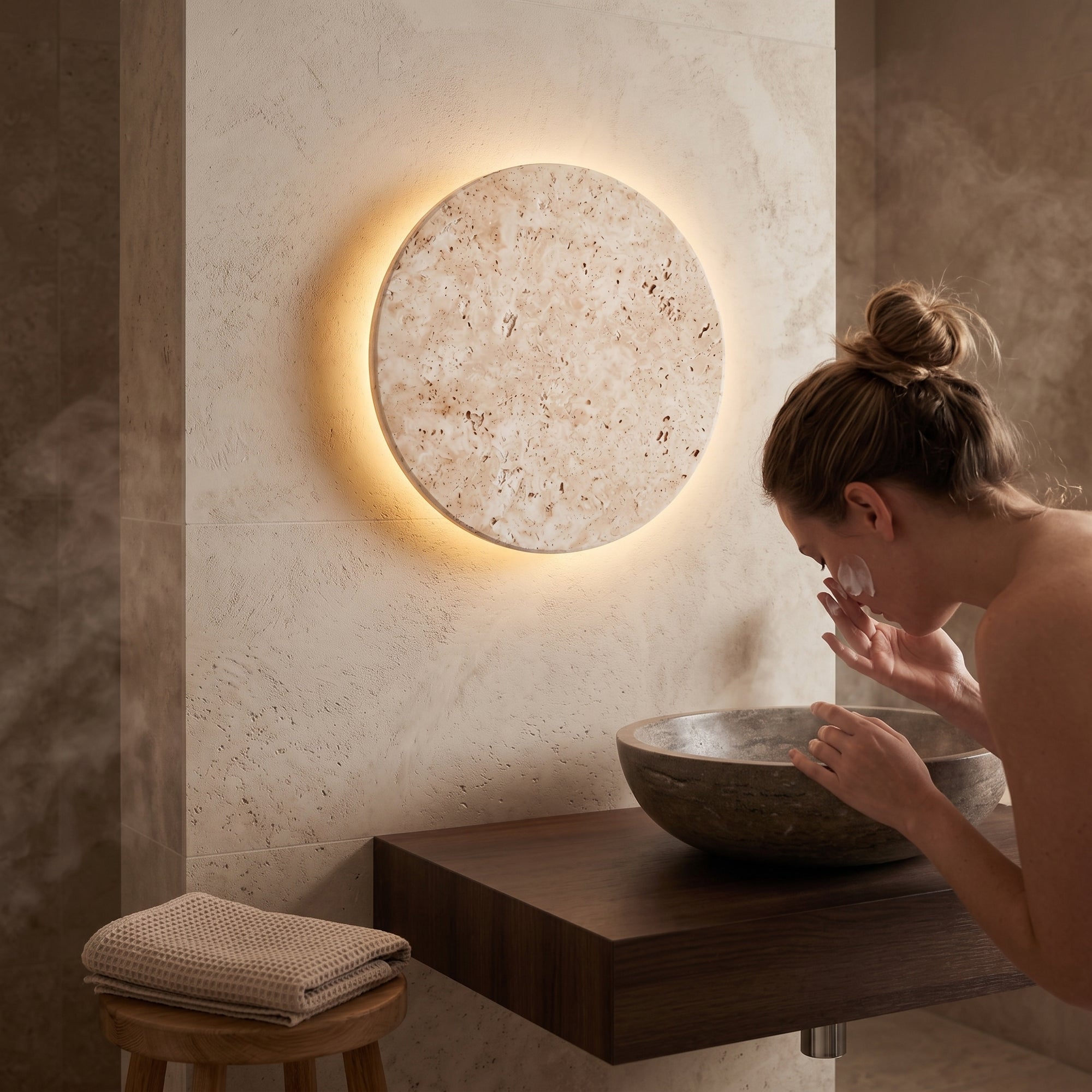sol travertine wall light