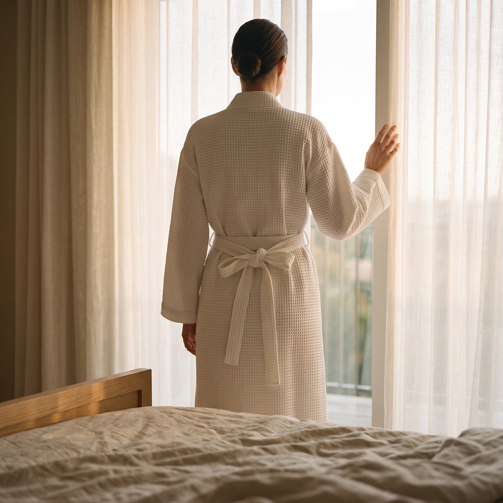cotton waffle dressing gown