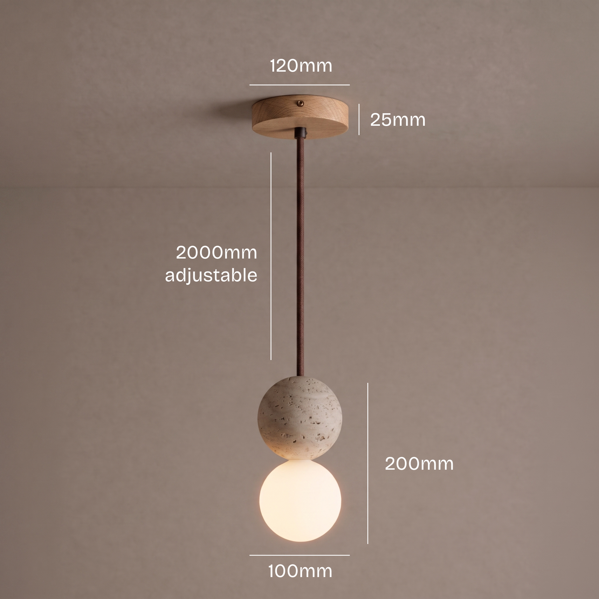 orbit travertine pendant light