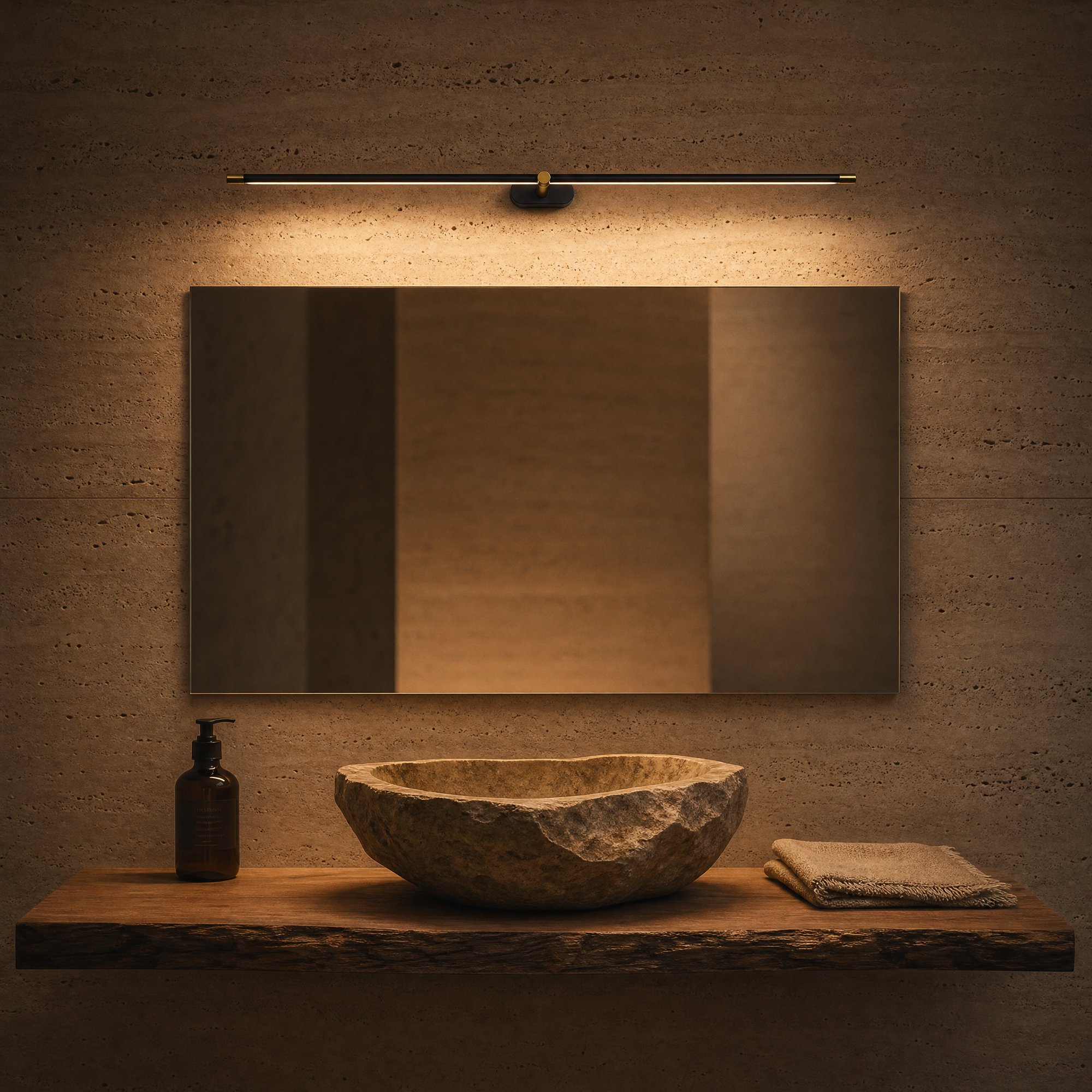 eda wall light above a bathroom mirror