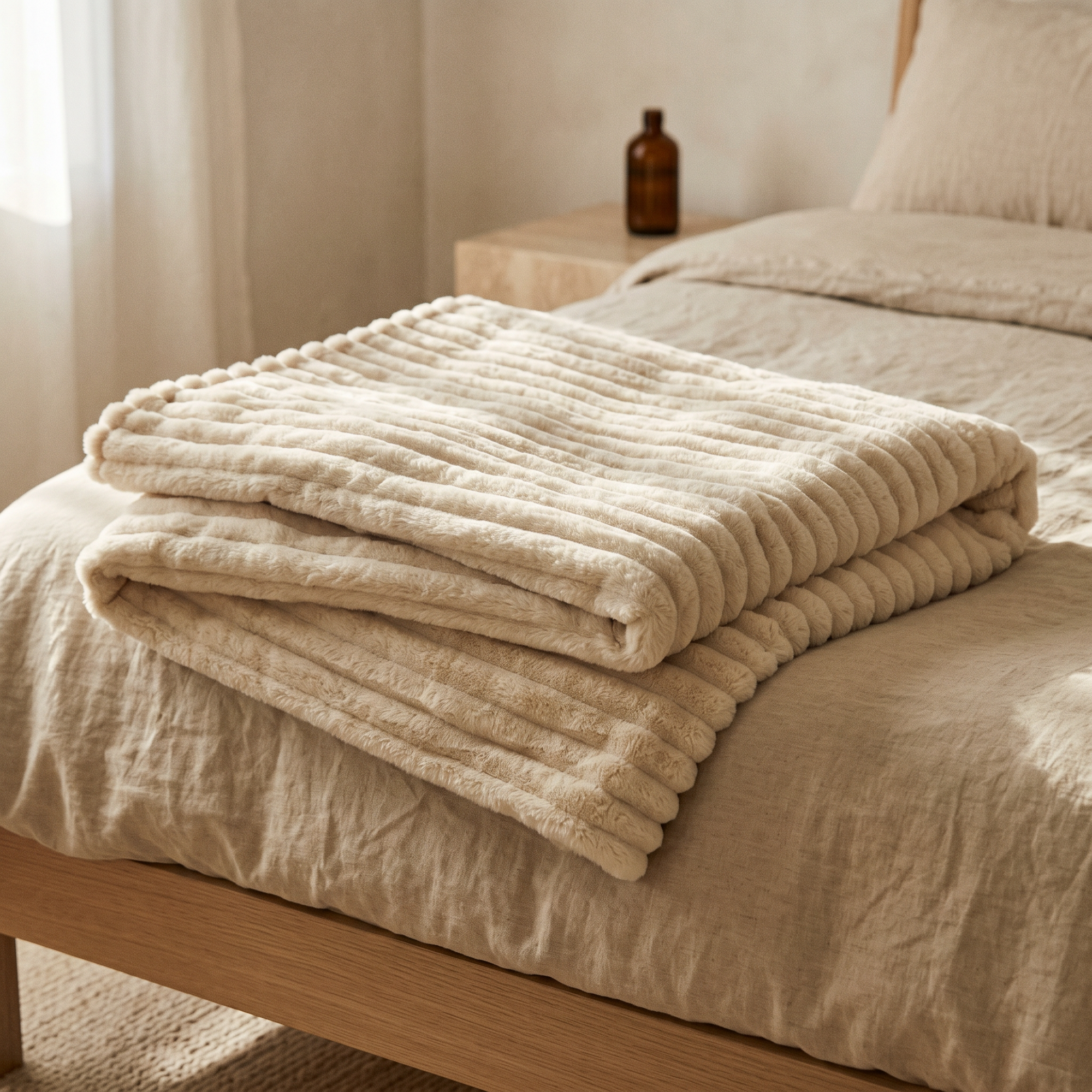 ultra soft ribbed fleece blanket