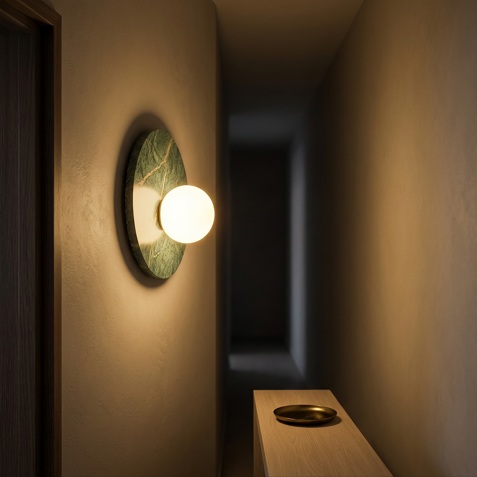 glade wall light in a hallway