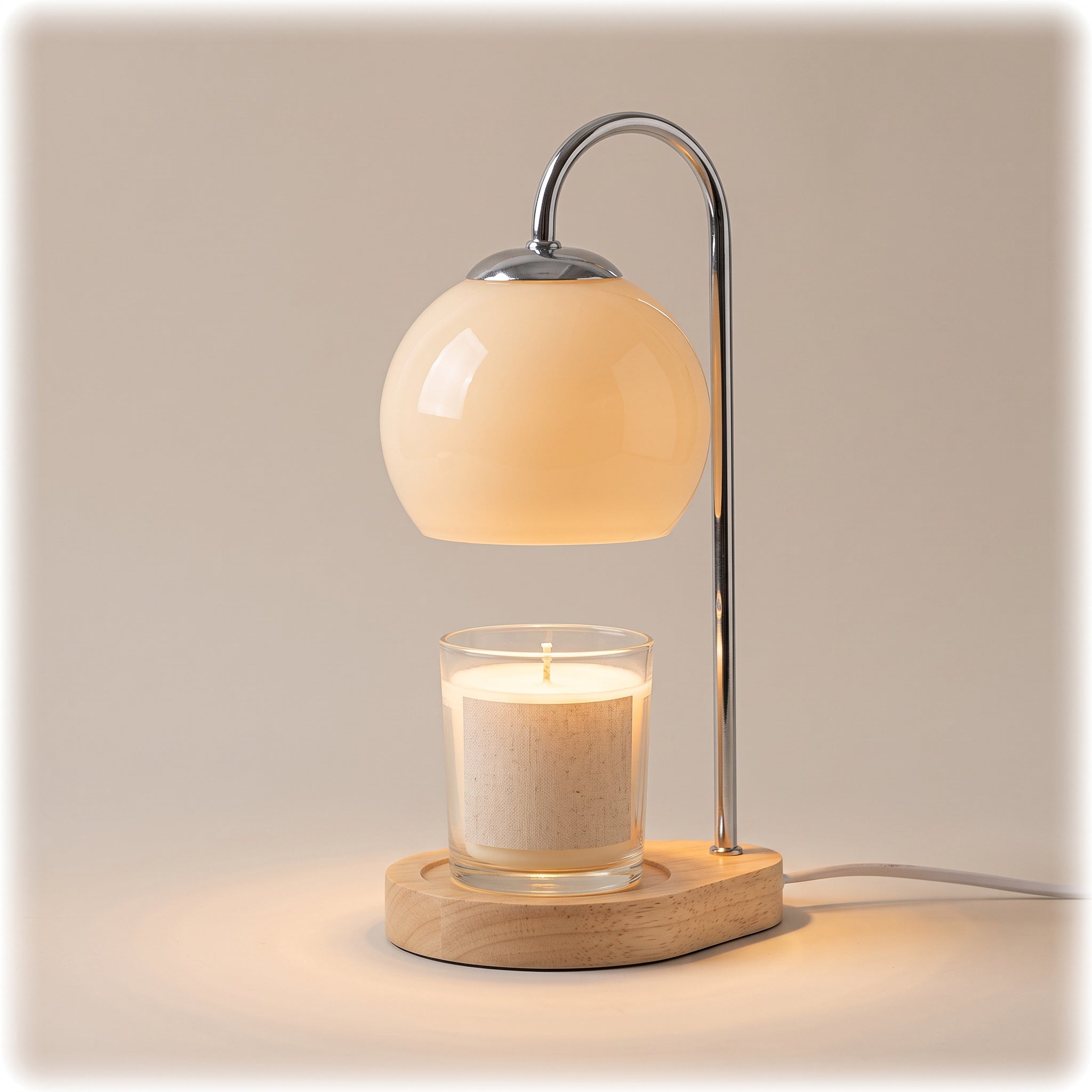 Weald candle warmer in beige, studio hero