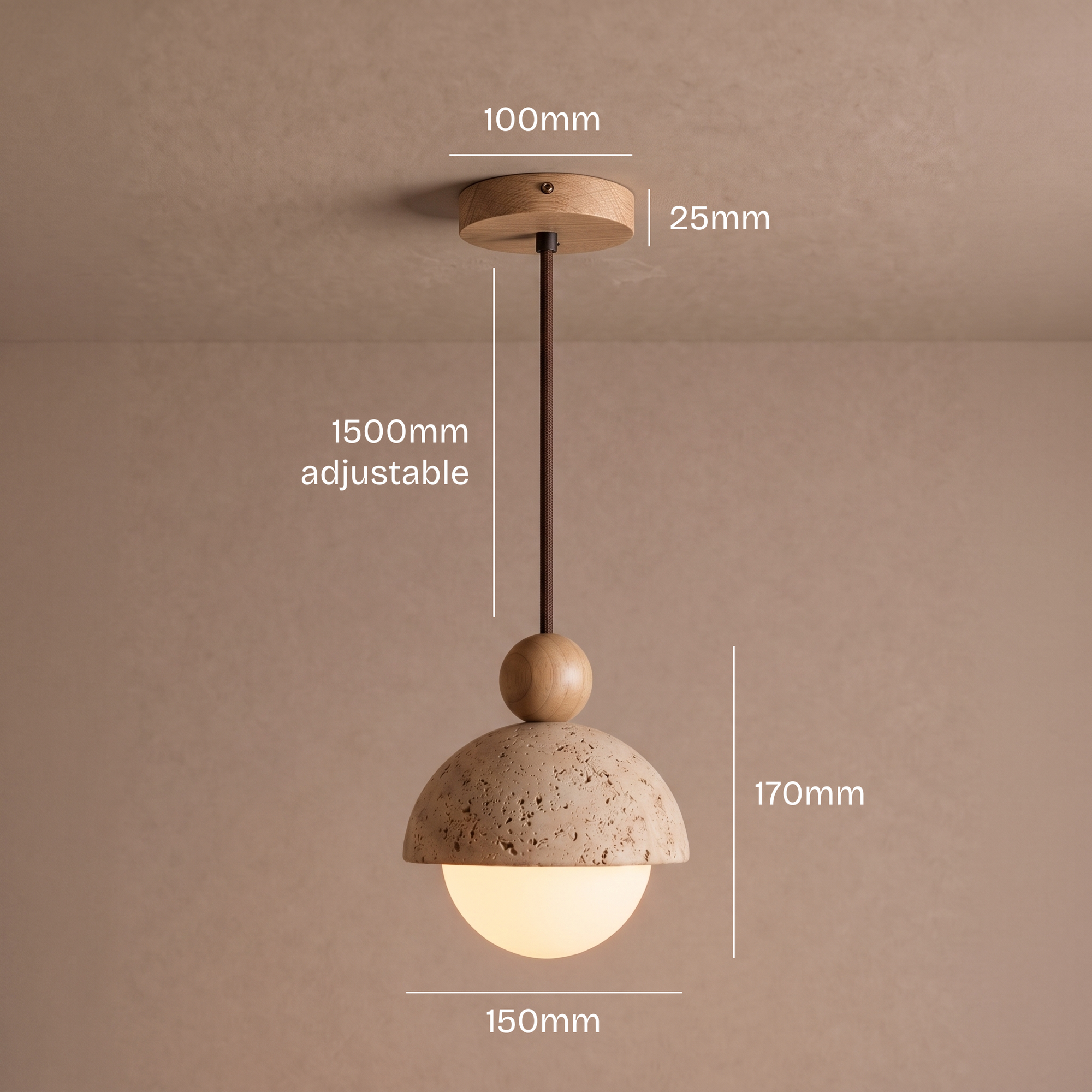 kura travertine pendant light