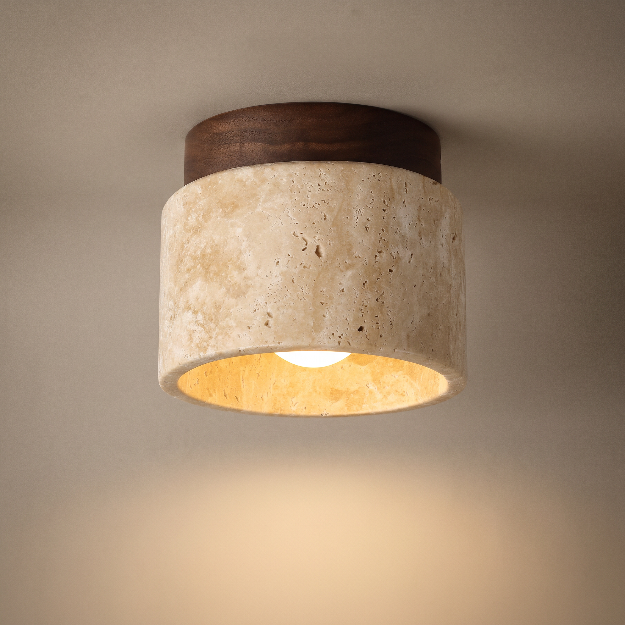 ridge ceiling light in walnut, studio hero shot