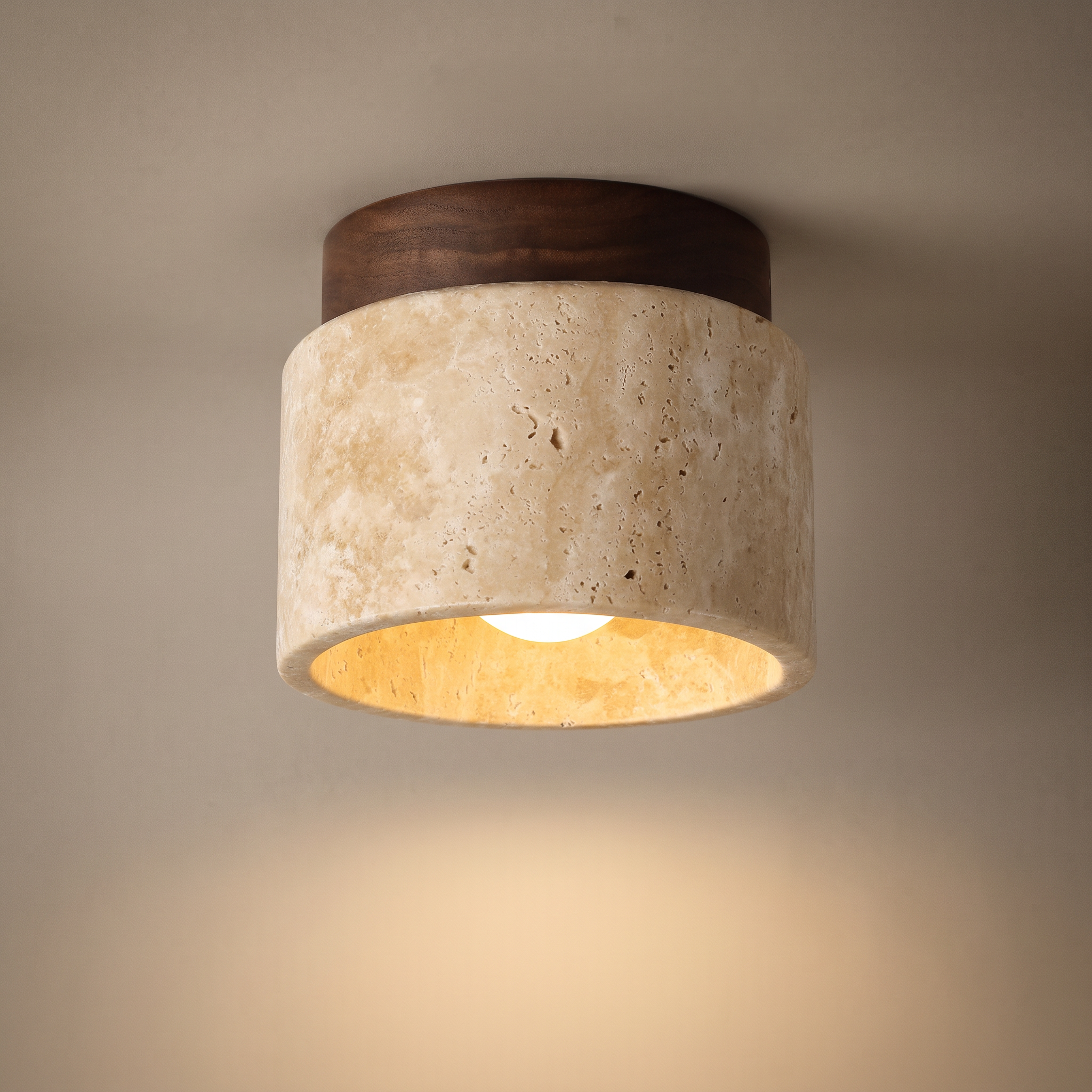 ridge ceiling light in walnut, studio hero shot