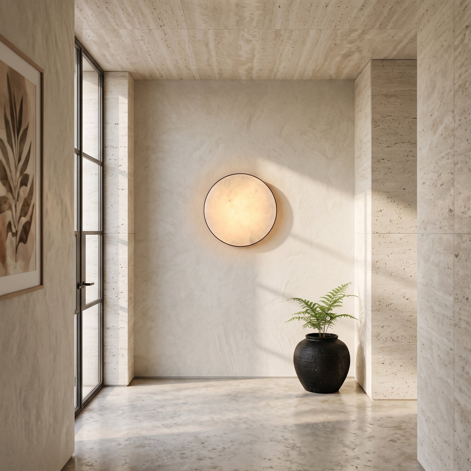 flint wall light, Round, in an entry hallway
