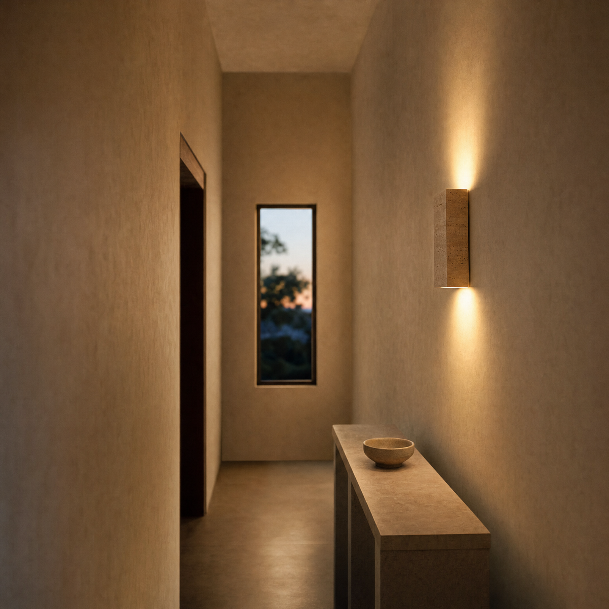 kaku wall light in a hallway
