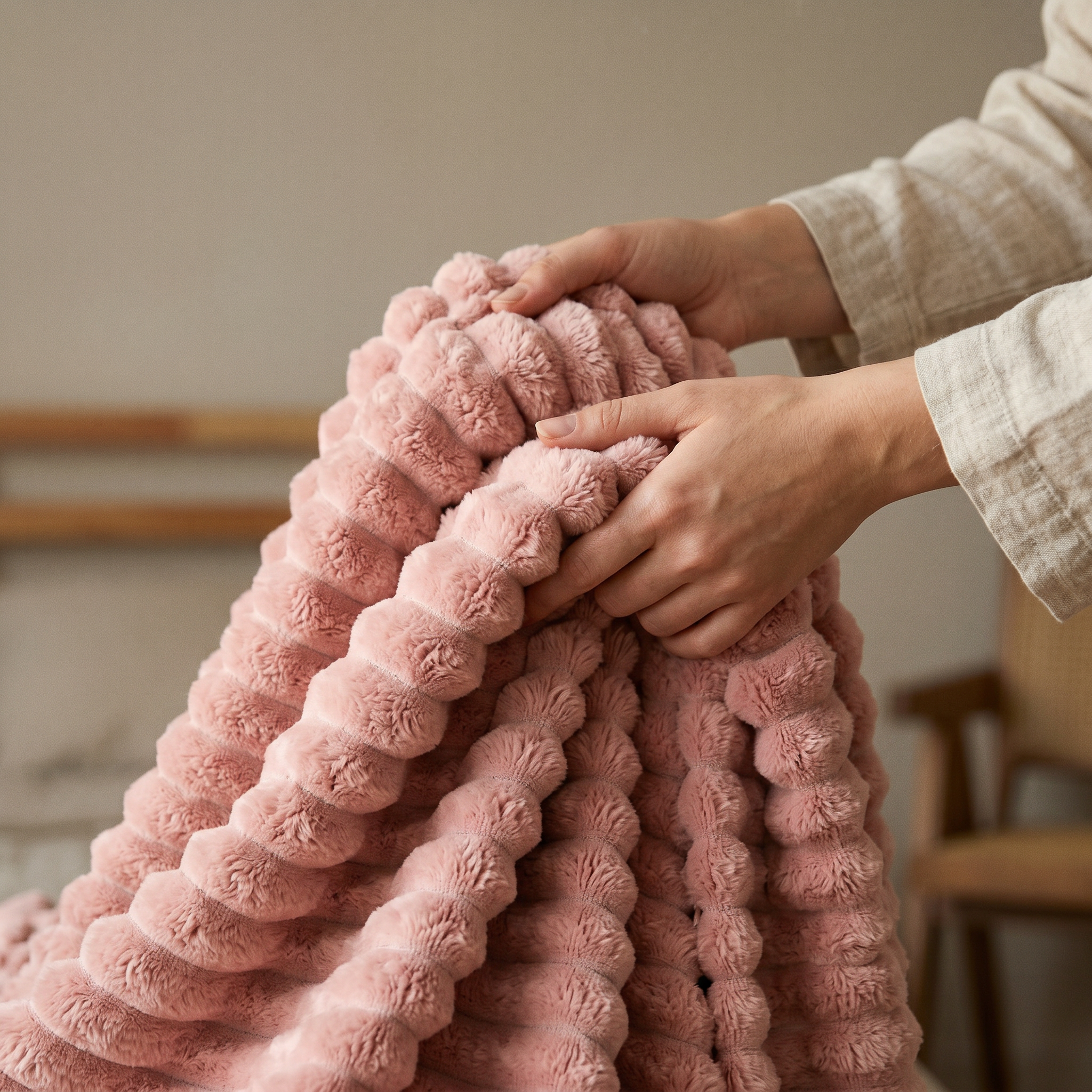 ultra soft ribbed fleece blanket