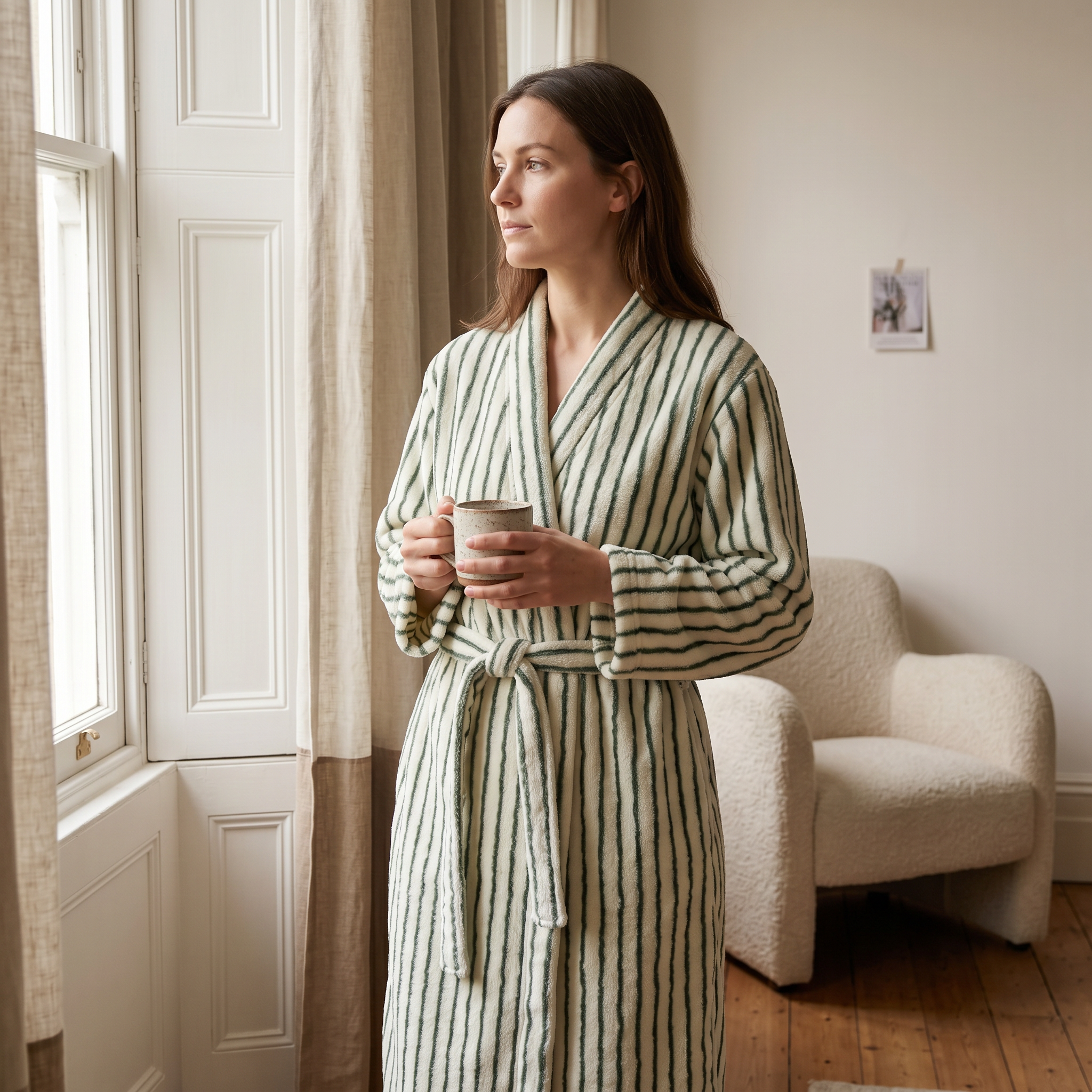 moss stripe dressing gown