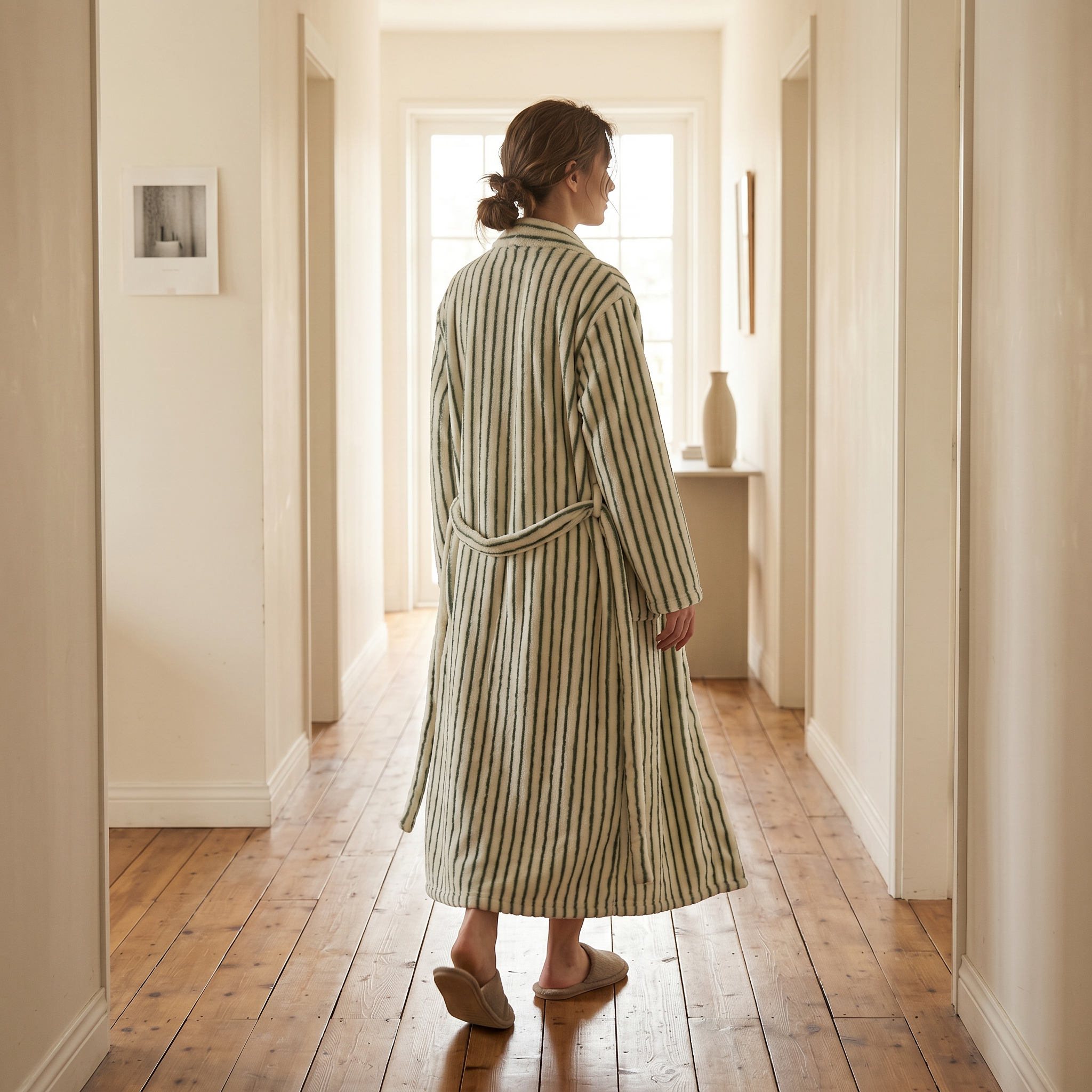 moss stripe dressing gown