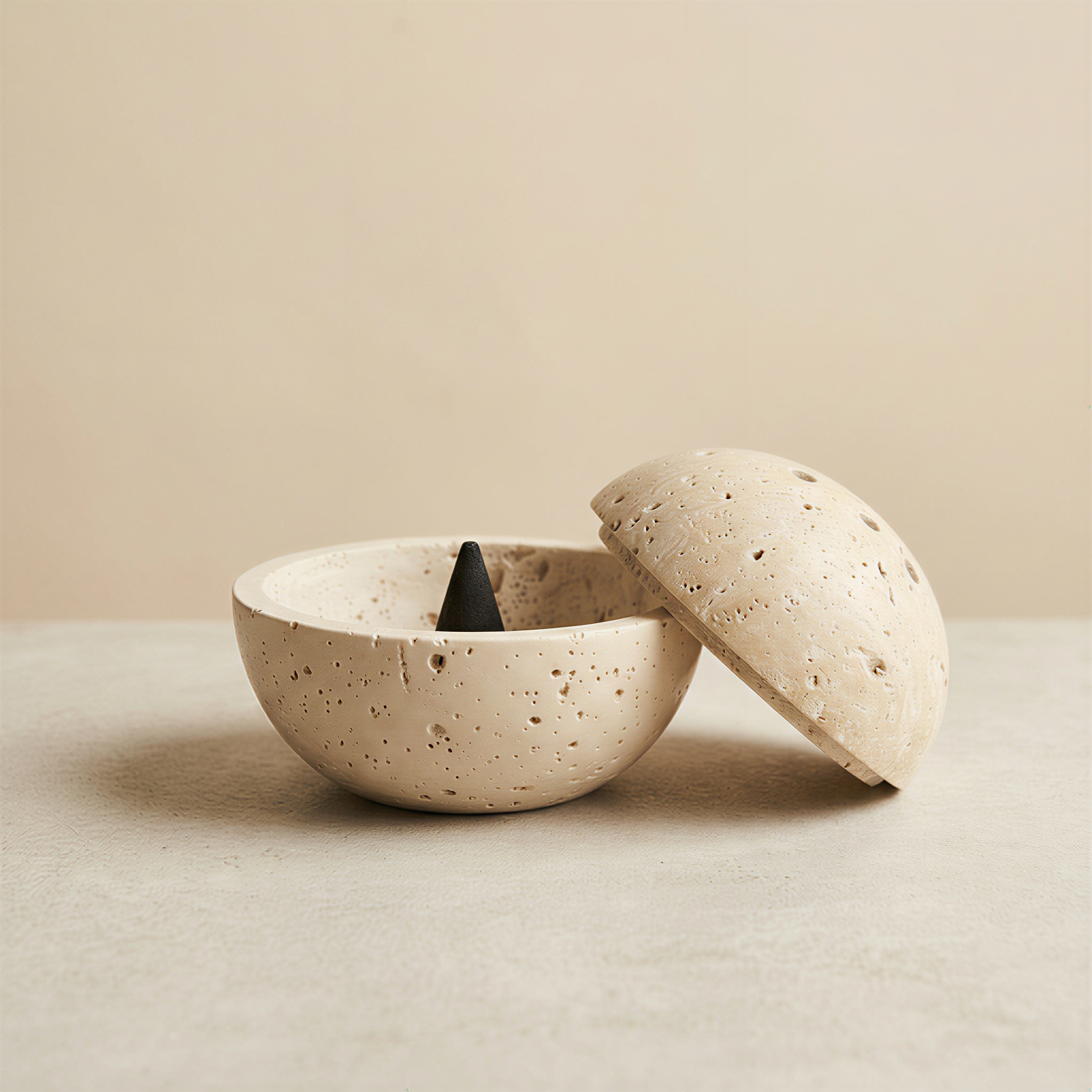 sfera travertine incense burner
