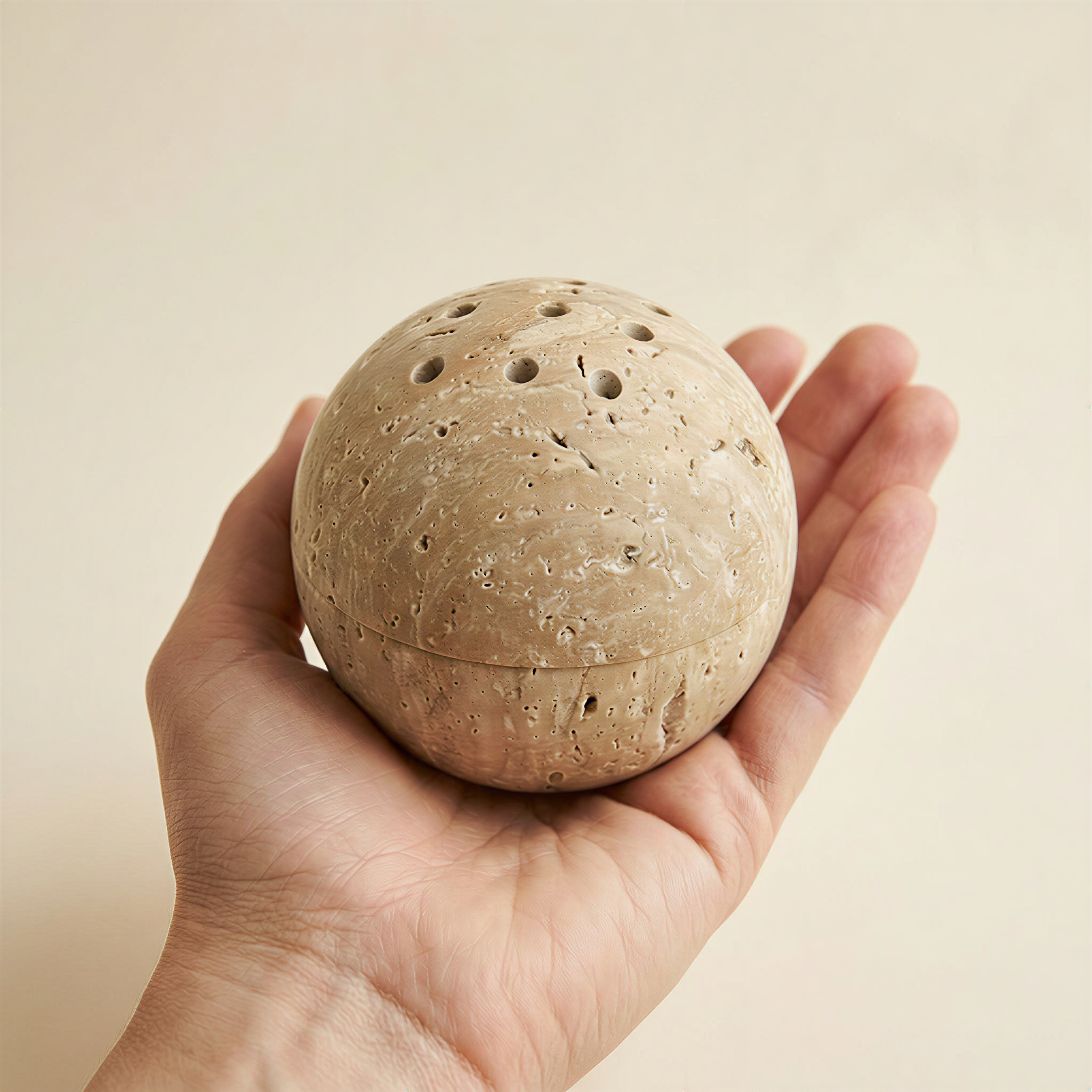 sfera travertine incense burner