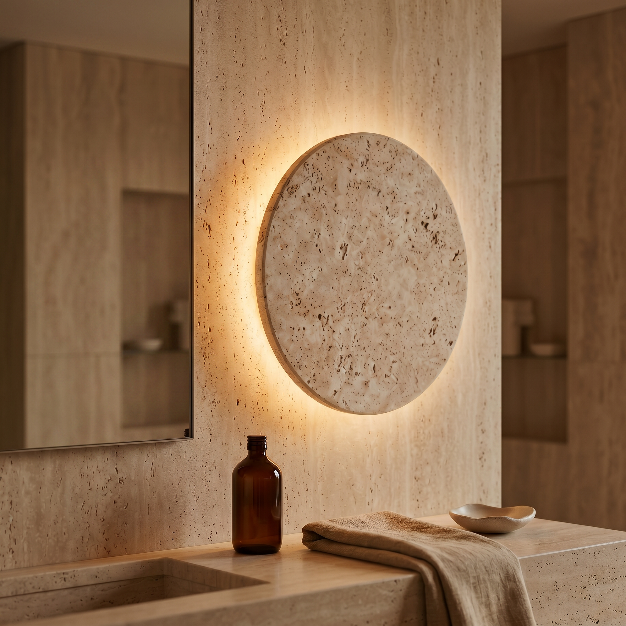 sol travertine wall light