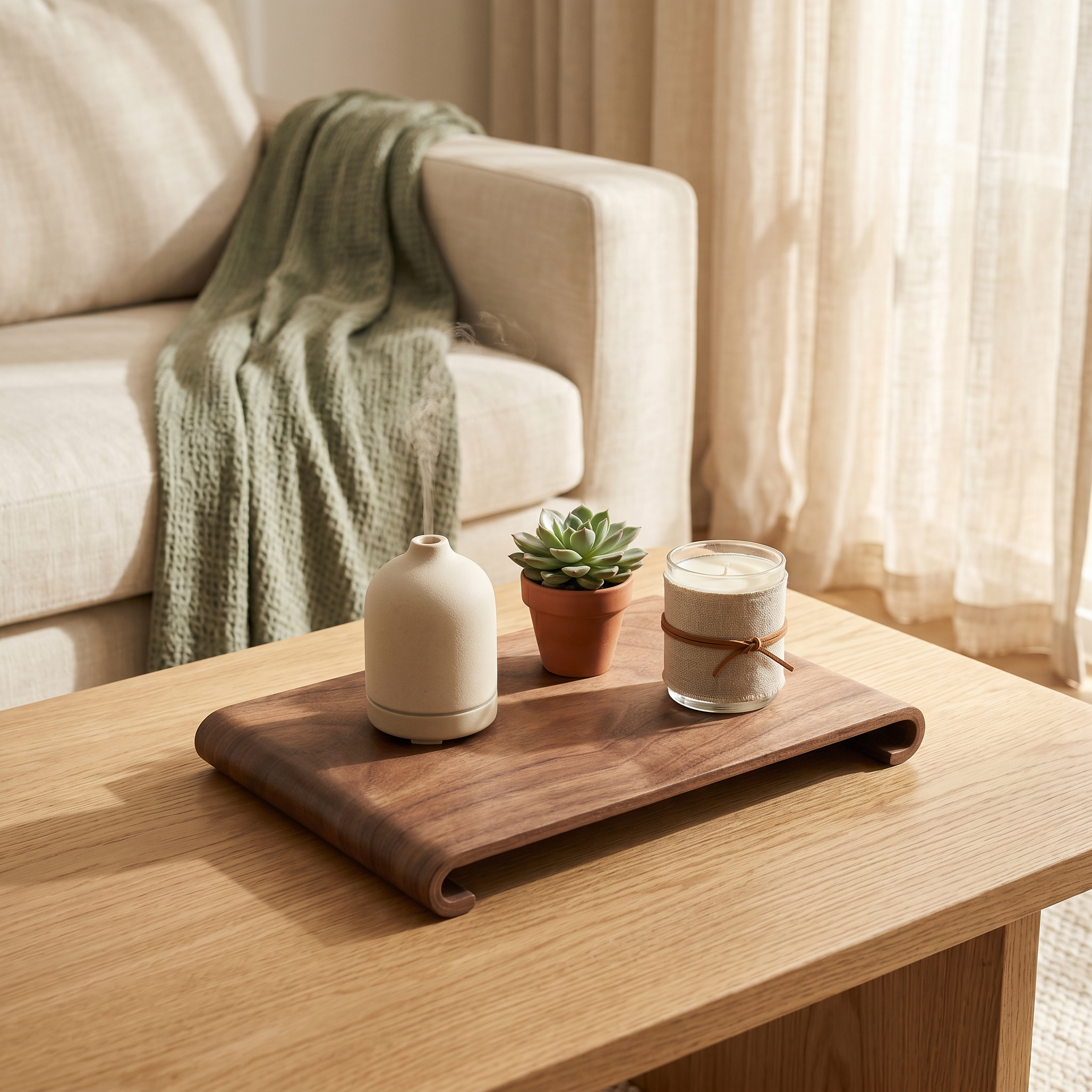arc walnut tray