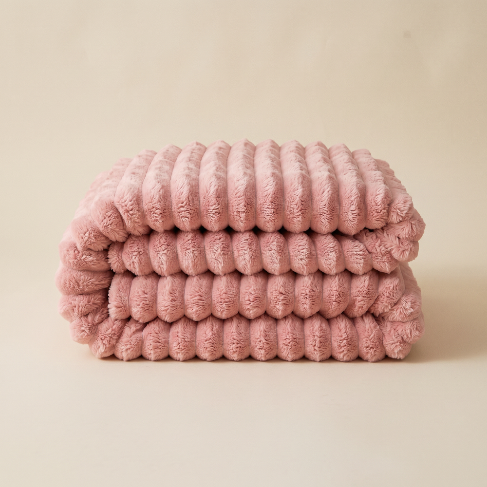 ultra soft ribbed fleece blanket