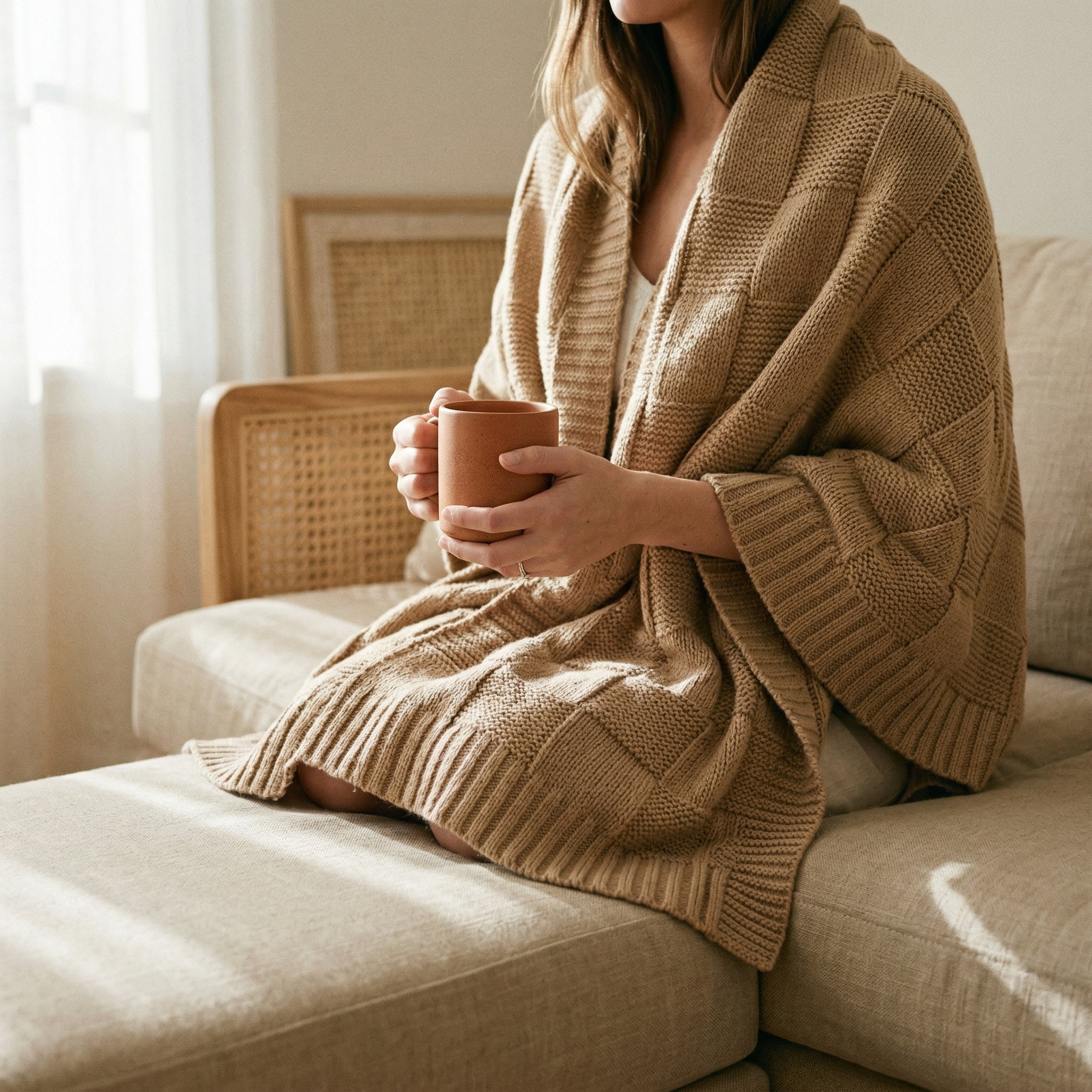 cotton knitted throw