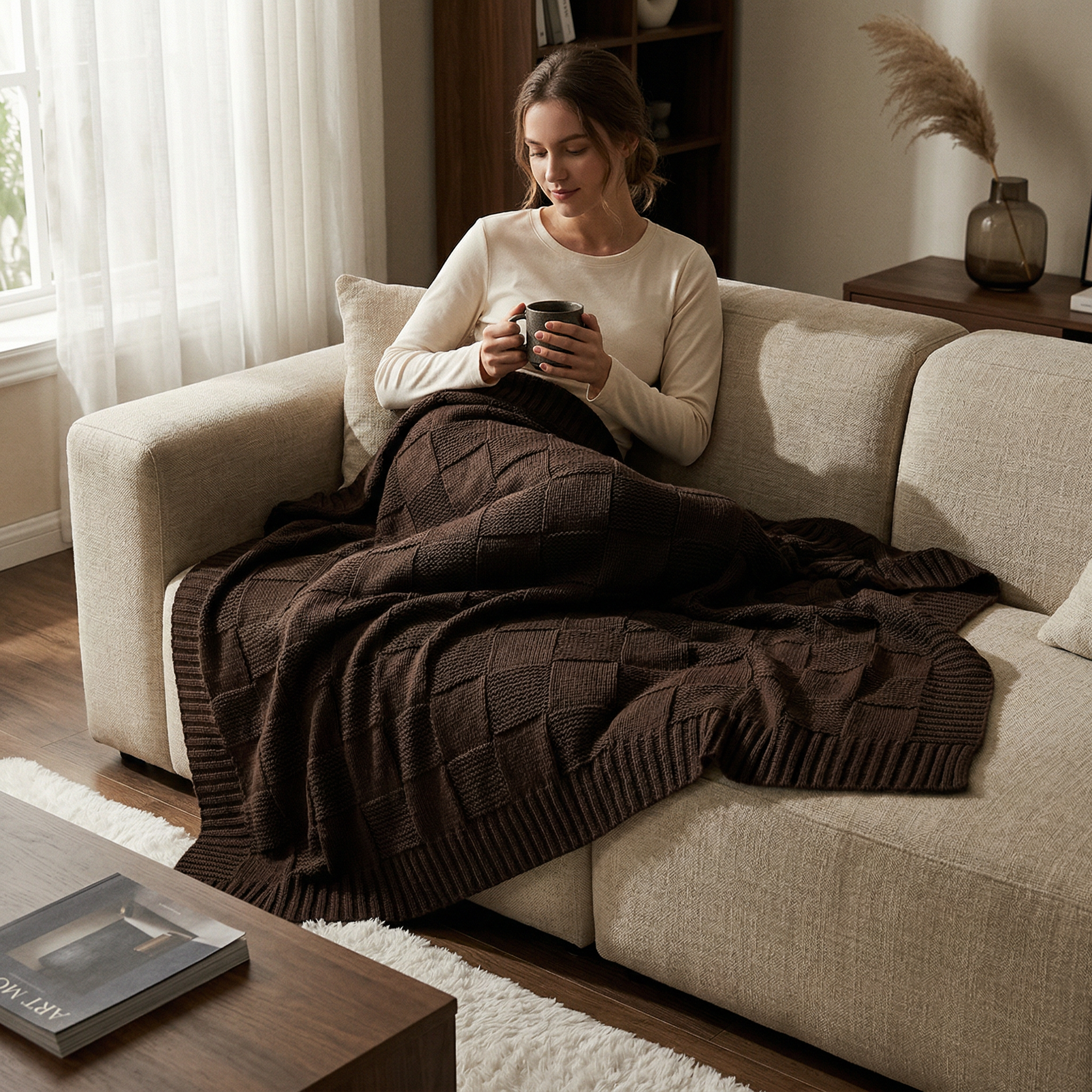 cotton knitted throw