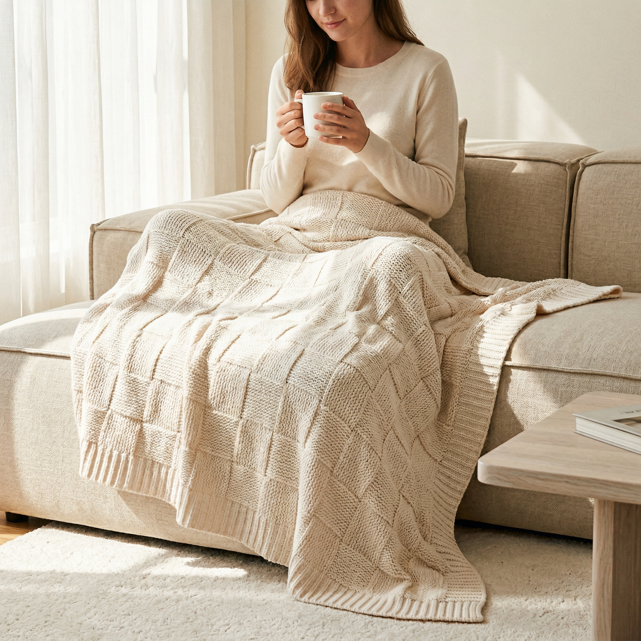 cotton knitted throw