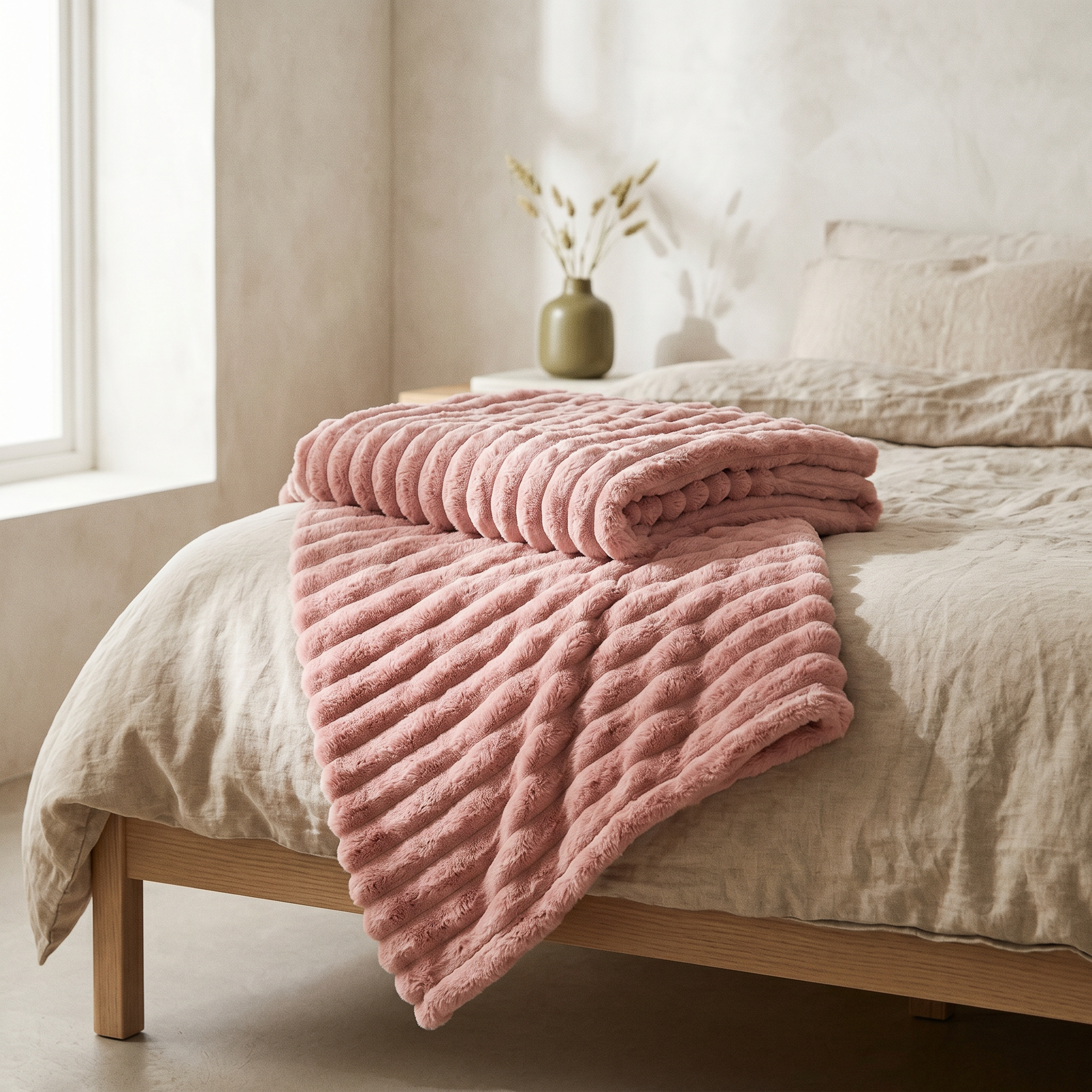 ultra soft ribbed fleece blanket