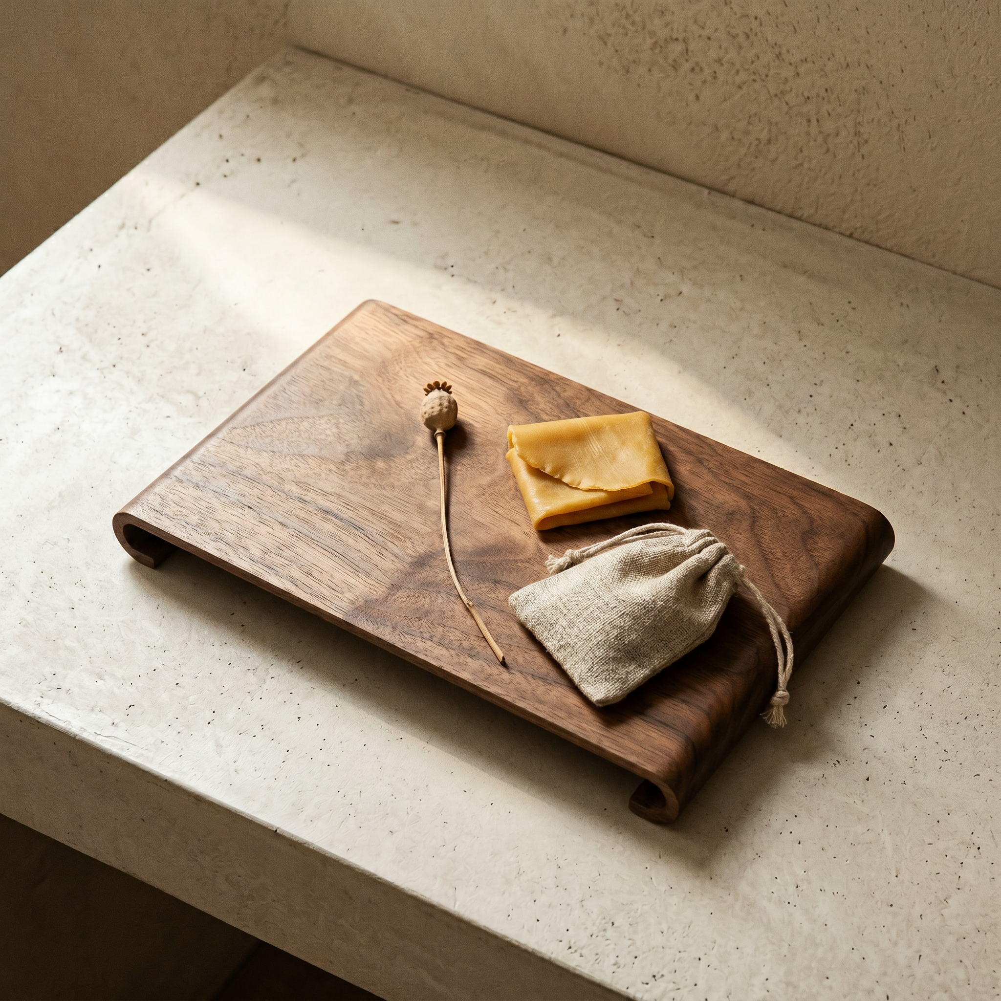 arc walnut tray