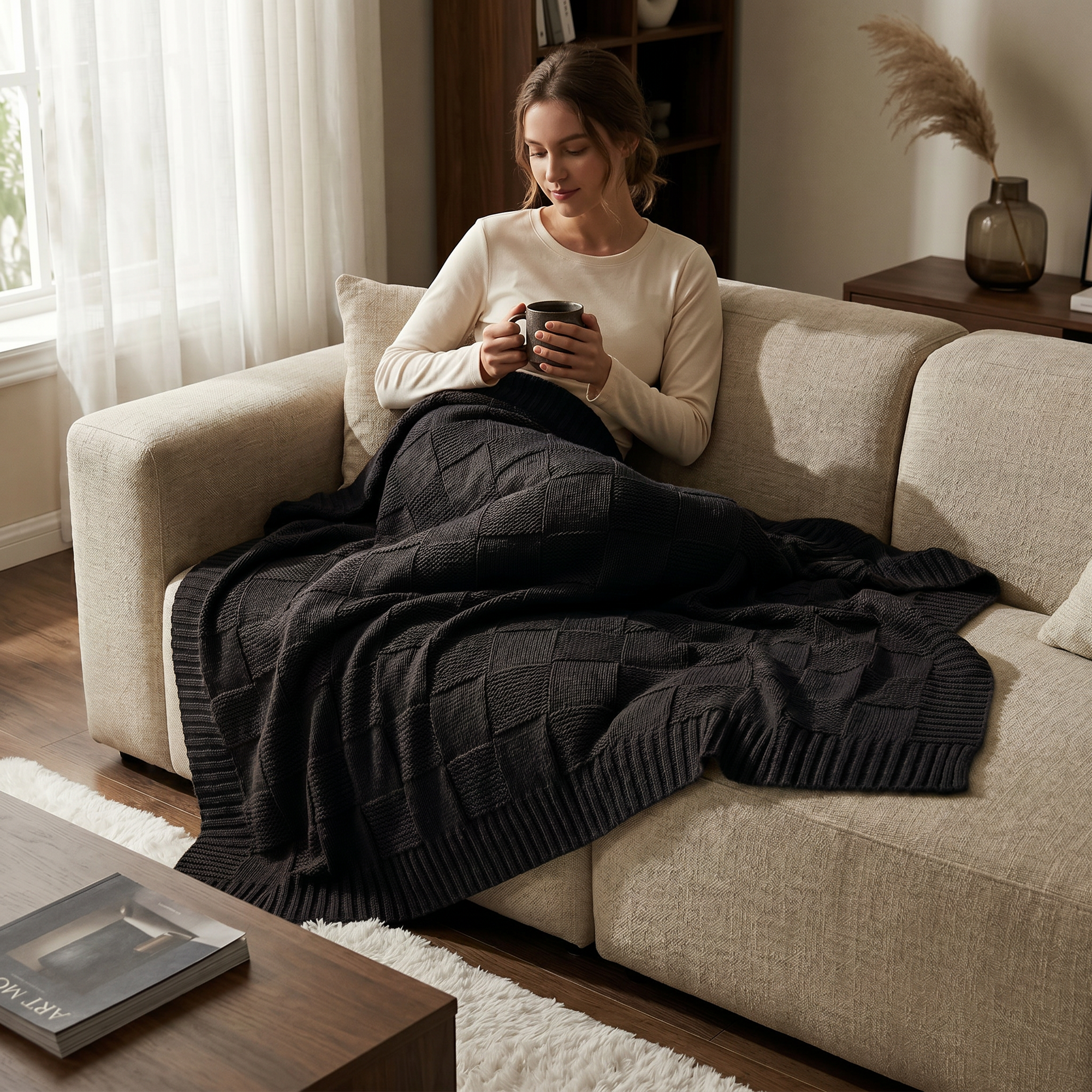 cotton knitted throw