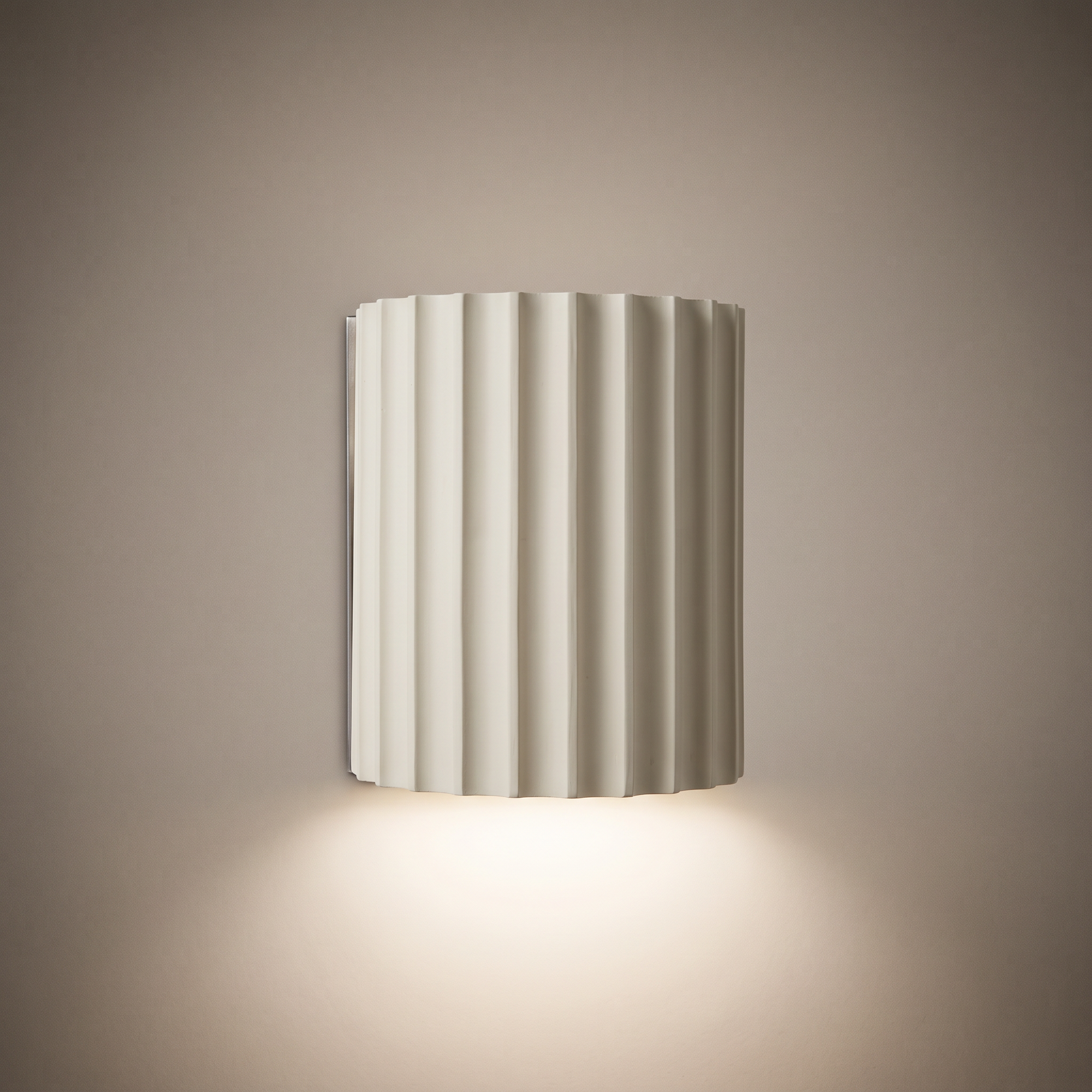 glen wall light in white, fluted resin, studio hero