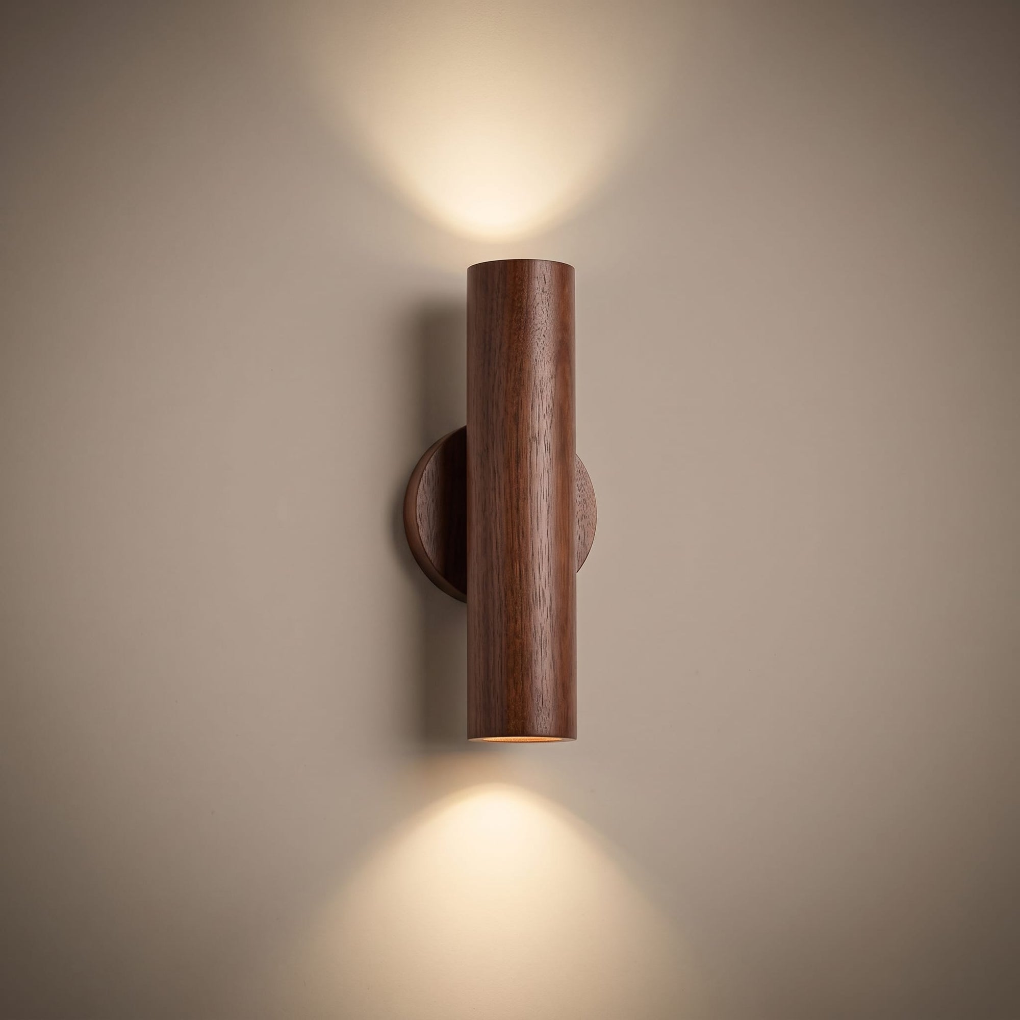 weir wall light in walnut, studio hero