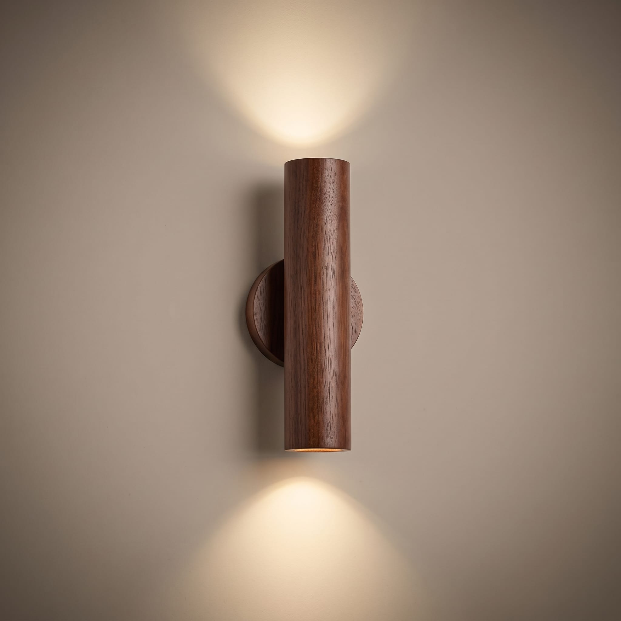 weir wall light in walnut, studio hero