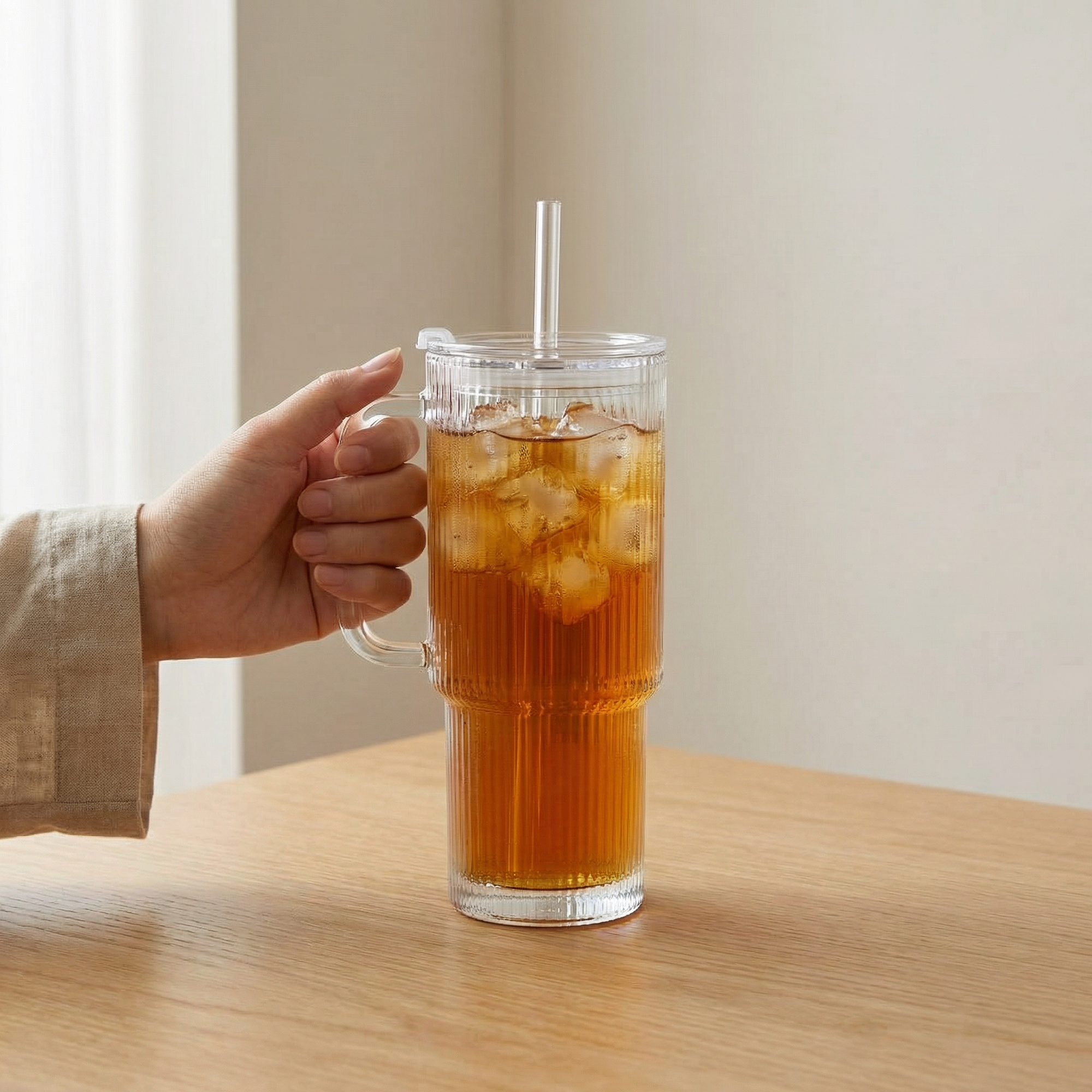 striped glass tumbler