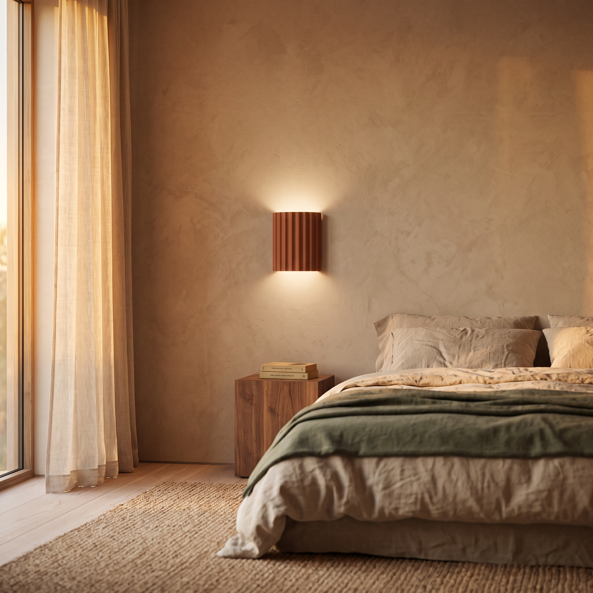 glen wall light in brown, bedroom lifestyle