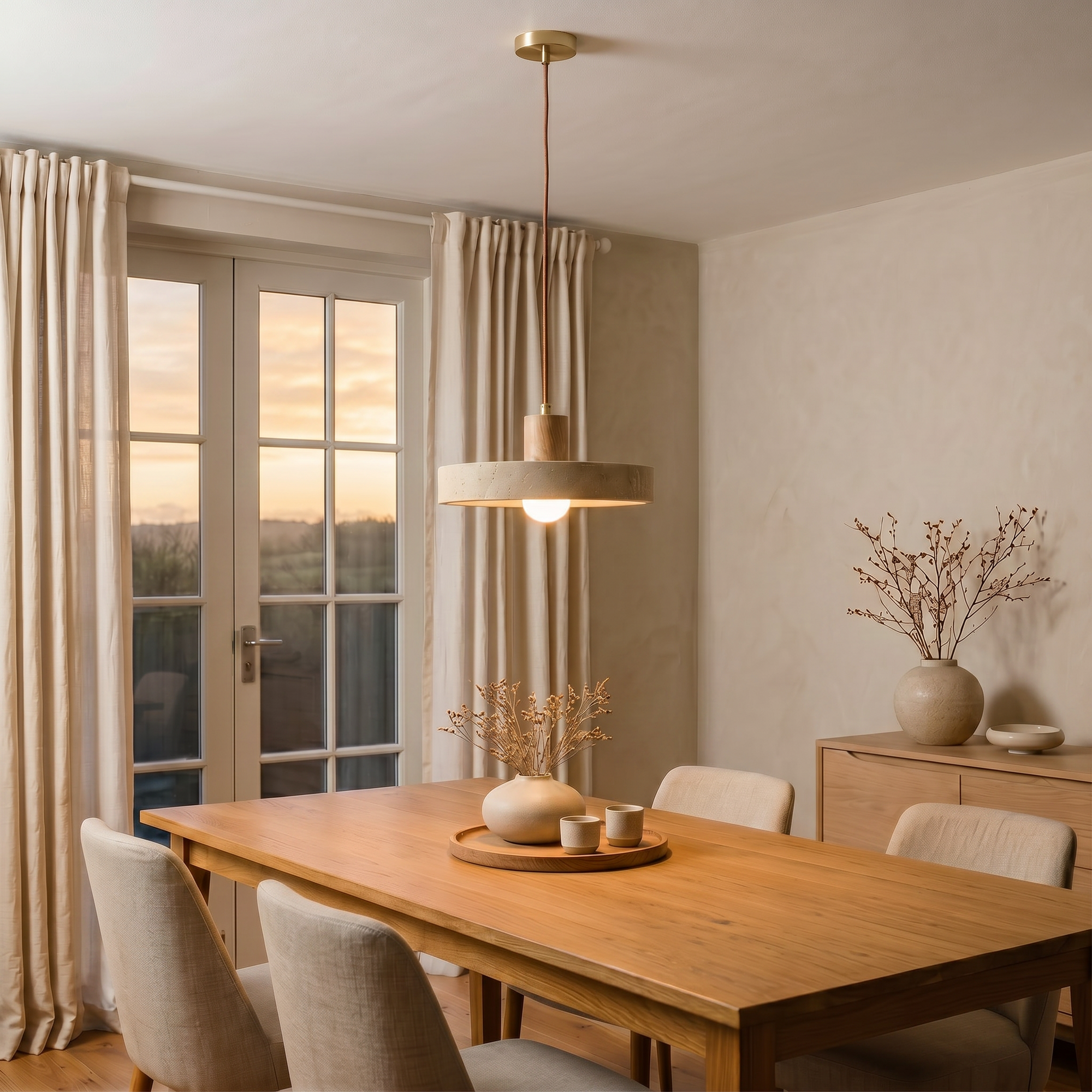 ishi travertine pendant light