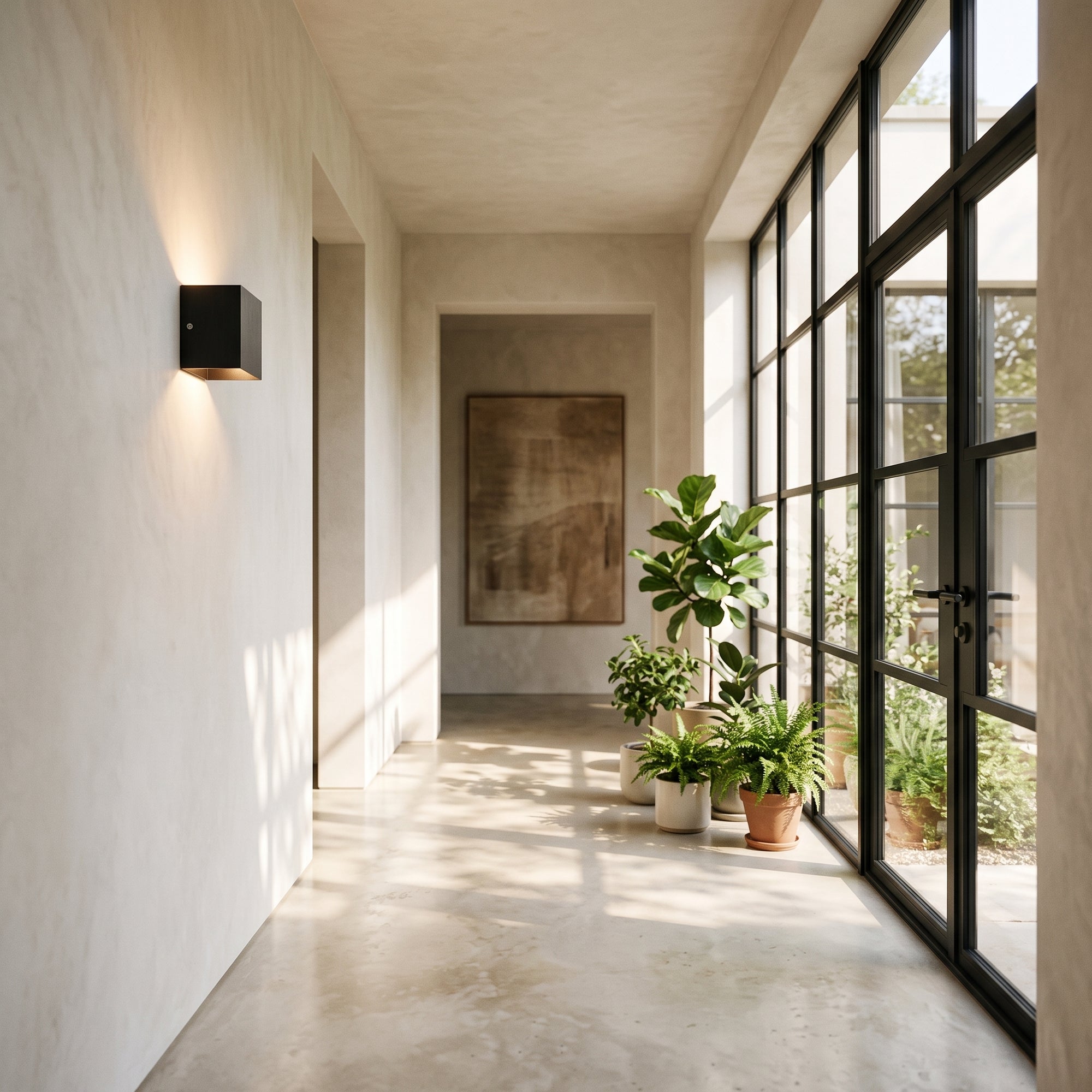 cairn wall light, black, entry hallway