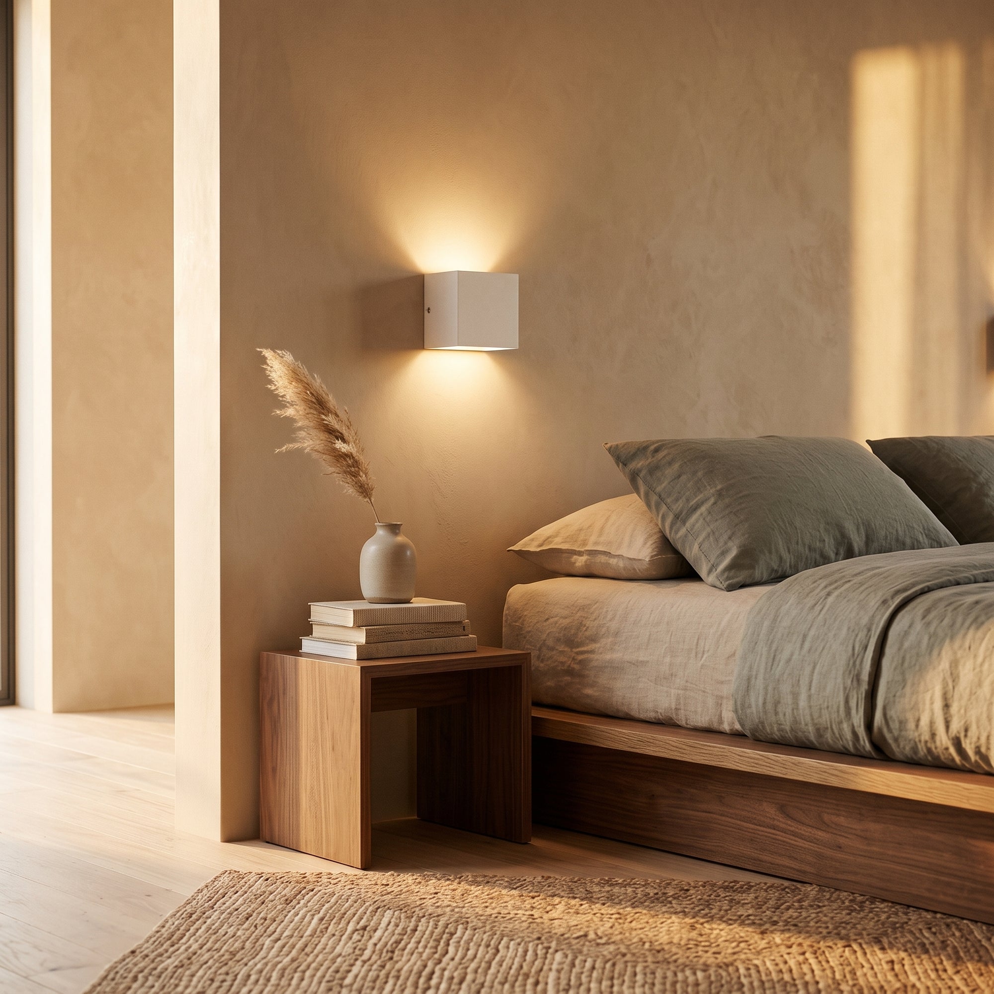 cairn wall light, white, bedroom