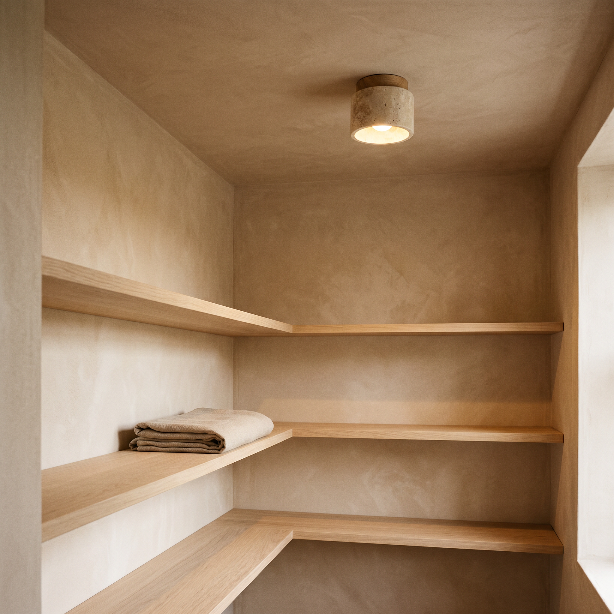ridge ceiling light, natural oak, in a dressing nook